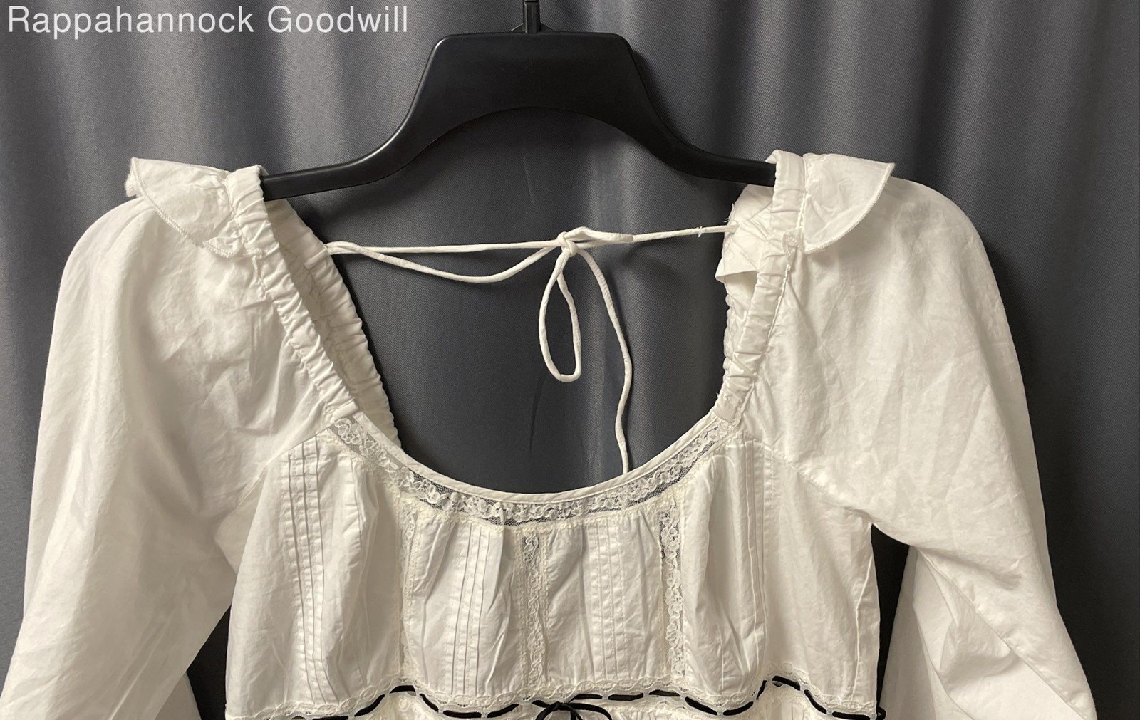 Free People Women’s White Boho Peplum Top Lace Ruffle Smocked Cotton Sz S