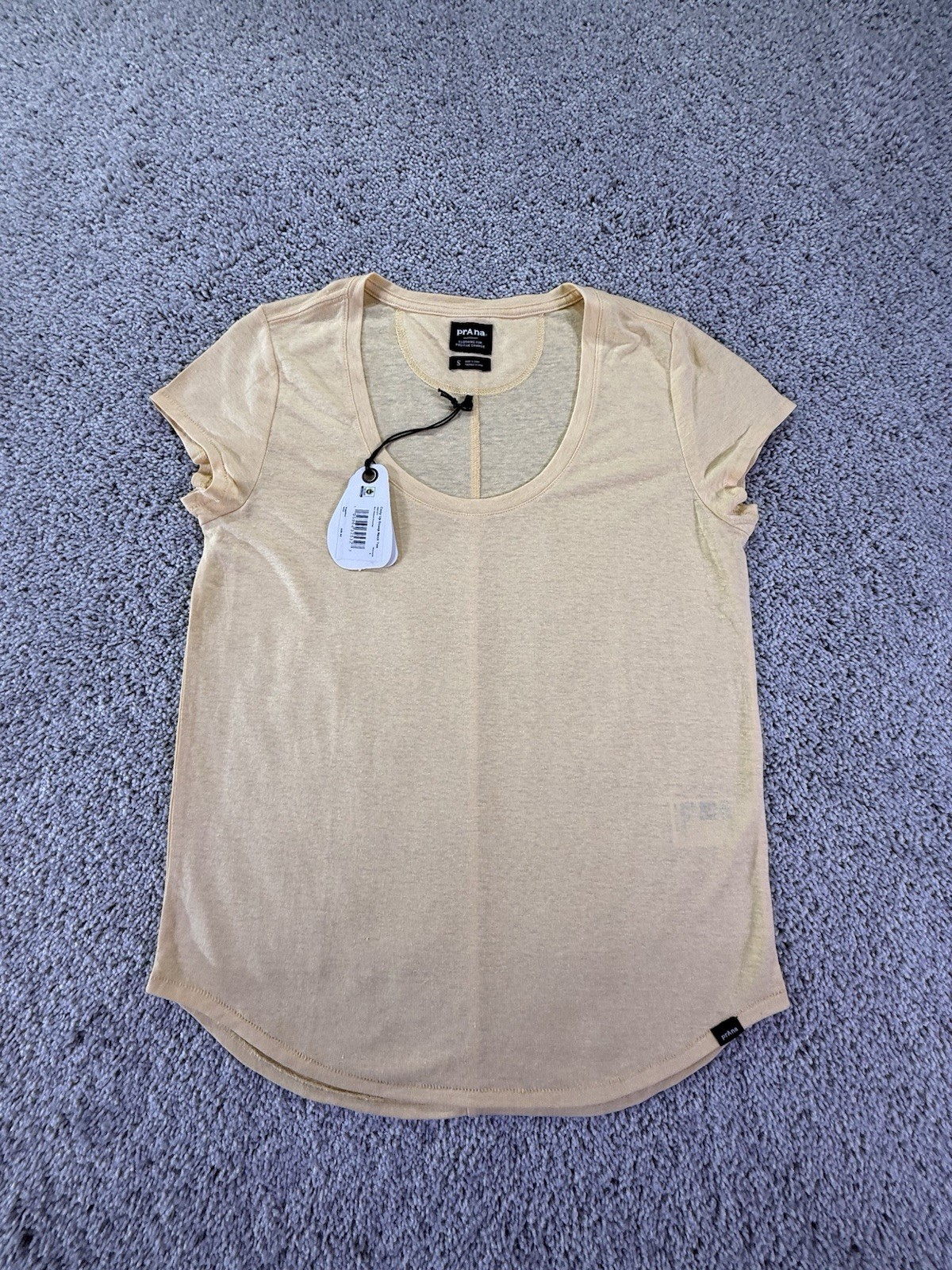 NWT Prana Women’s Short Sleeve Cozy Up Scoop Neck Tee Size Small Yellow