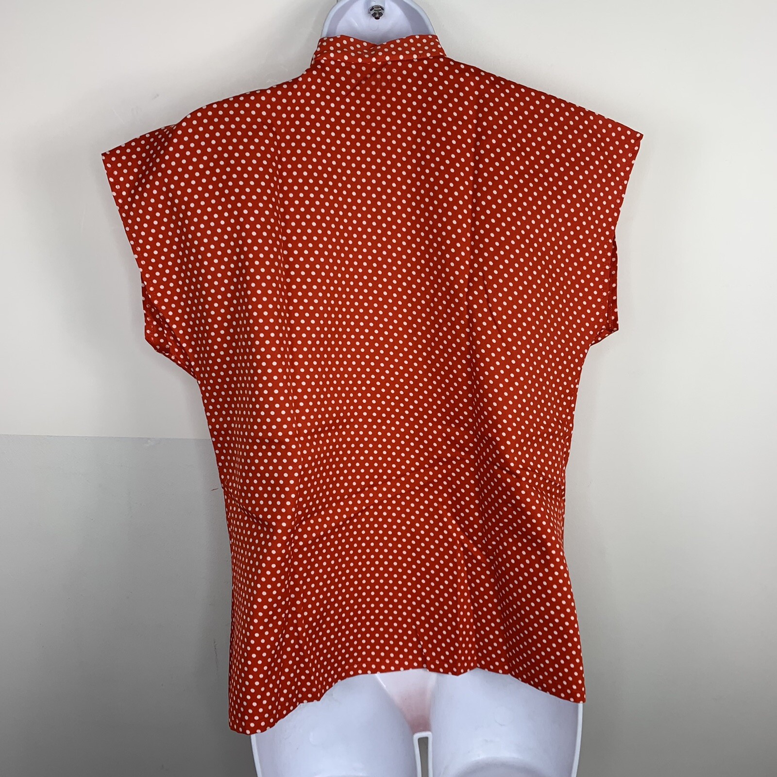VINTAGE Judy Bond Top sz 14 Red White Polka Dot 50s Retro Secratary Pinup Chic