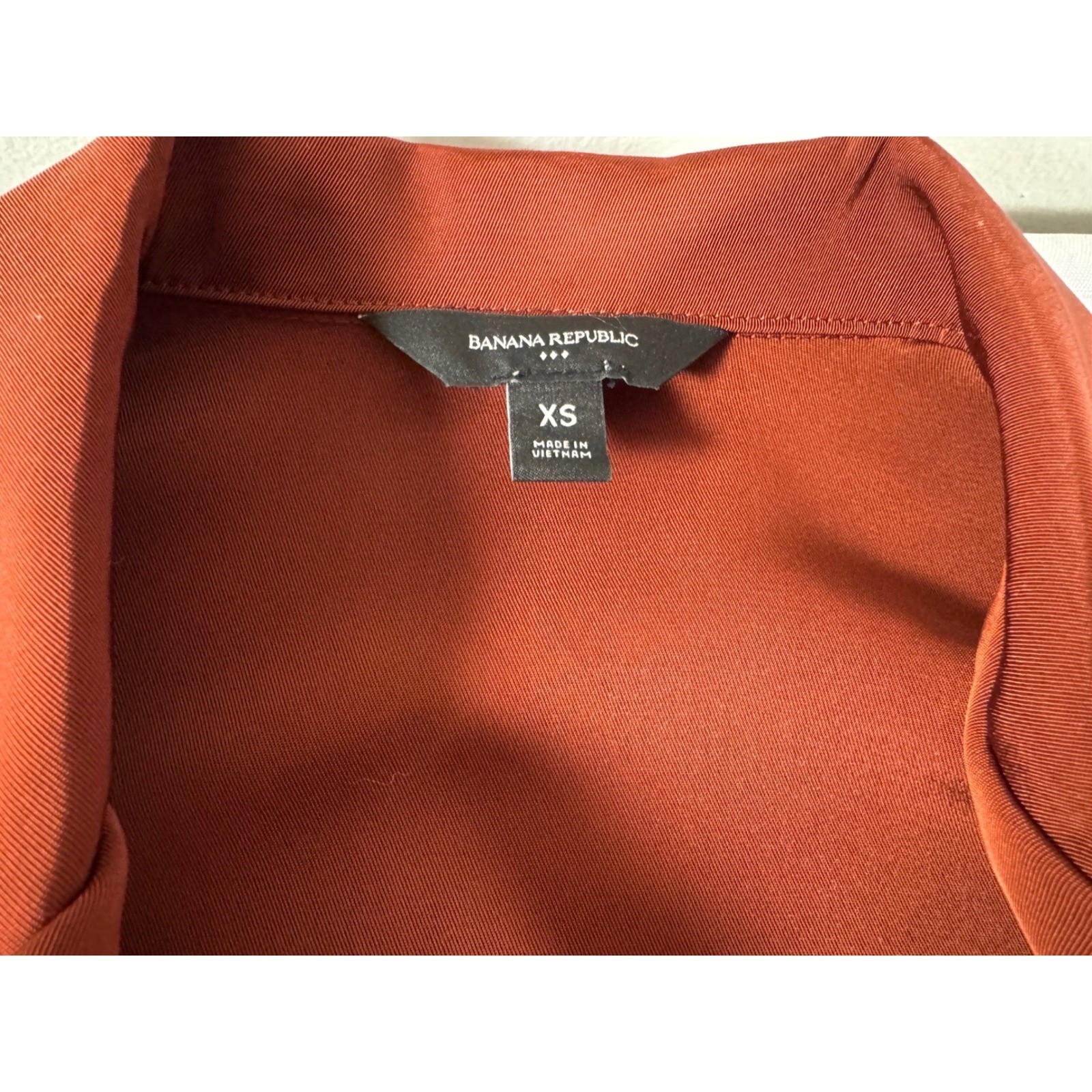 Banana Republic Womens XS Rust Copper Twill Long Sleeve Utility Blouse Top