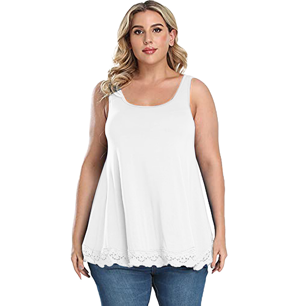 Women’s Plus Size Sleeveless Flowy Tank Top Tunic Scoop Neck Loose Fit Blouse US