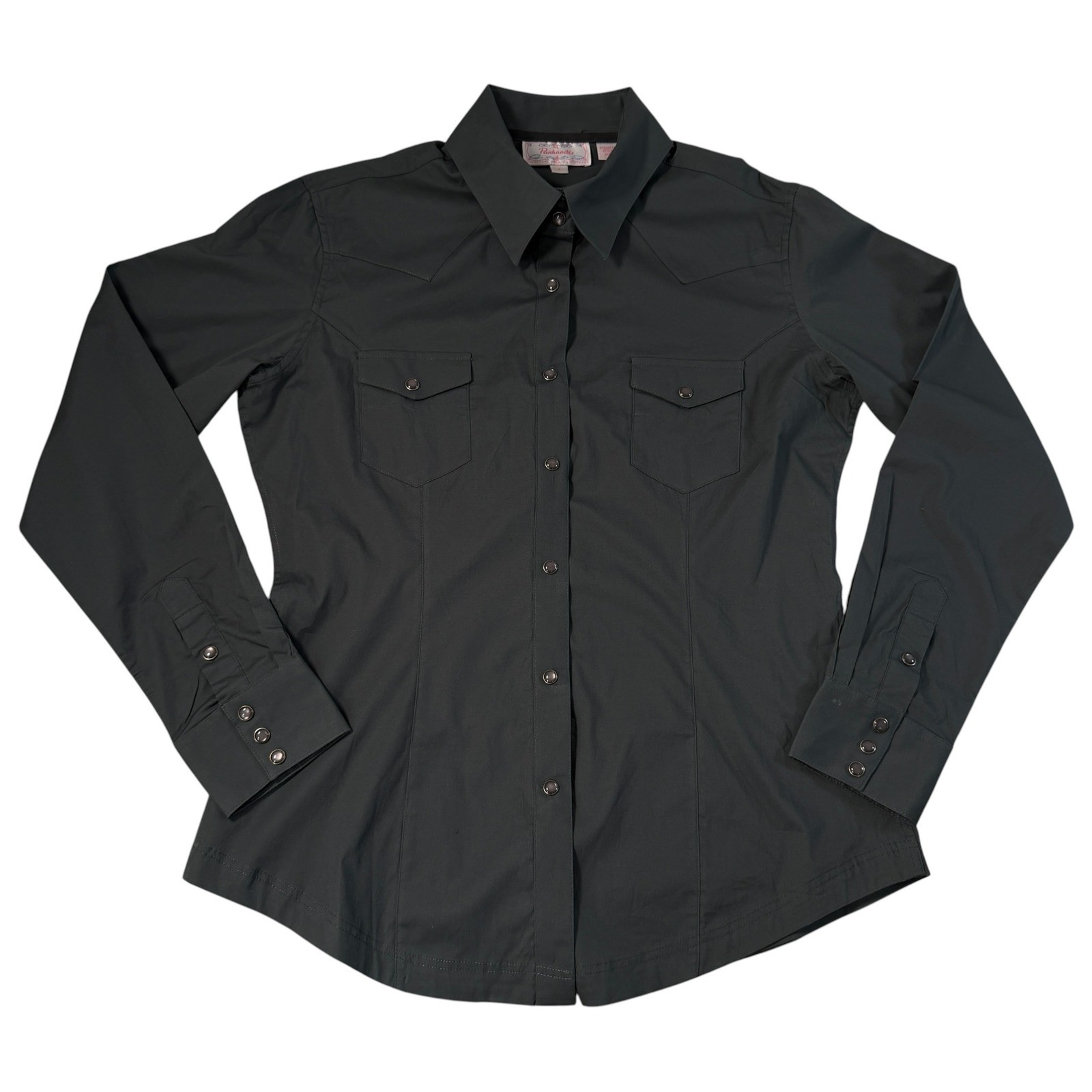 VTG Panhandle Slim Womens Gray Western Snap Front Shirt Charcoal Large Button Up