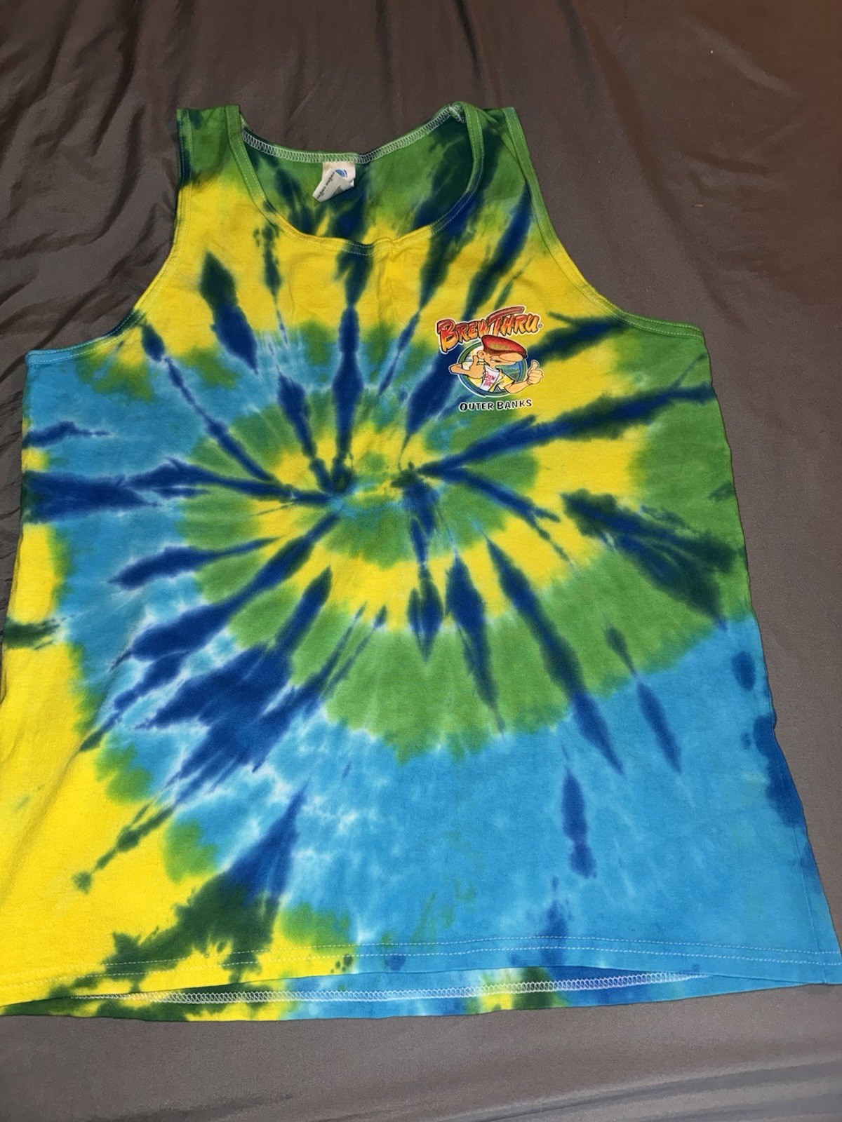 Brew Thru Tanks Top XL Blue Tye Dye Swirl 2024. Tried On. Never Really Worn.