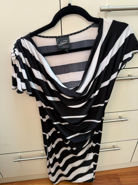 Kinder Aggugini for Macy’s Women Black White Striped Cowl Neck Dress Size M