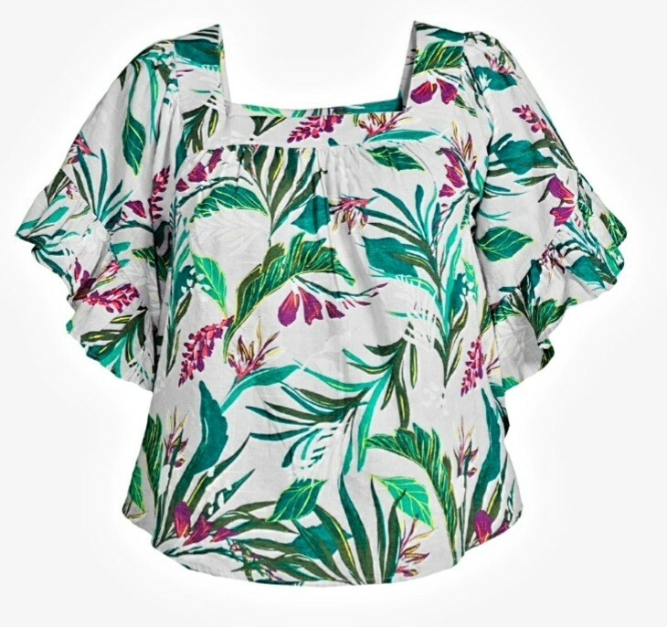 New Terra & Sky Womens Square Neck Peasant Top Size 2X(20-22w)