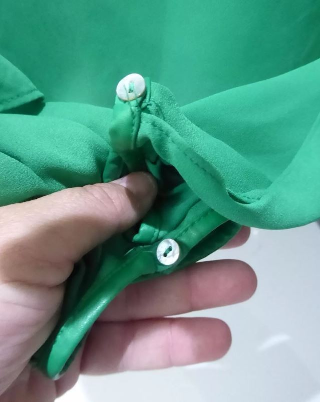 ZARA green top with faux leather trims Size XS Size 6 8 10 approx