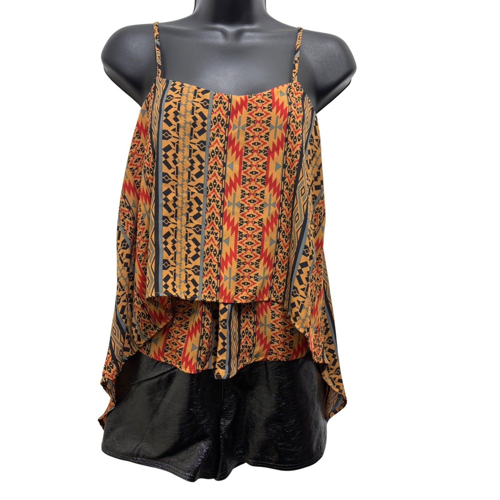 rue21 Asymmetric Top Womens S Aztec Boho Festival Southwestern Flowy Hippie Tank