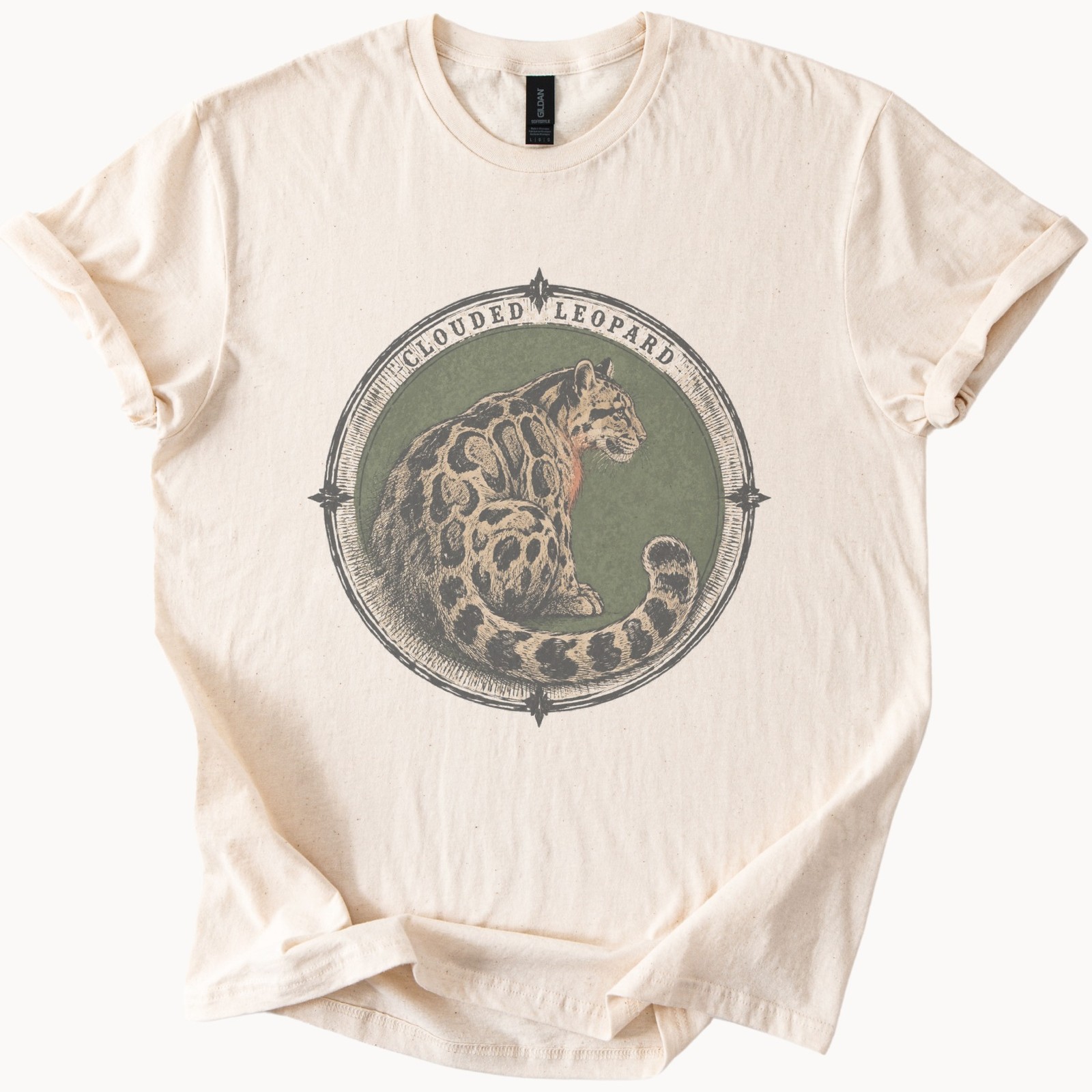 Clouded Leopard Ornate Border Boho Tee