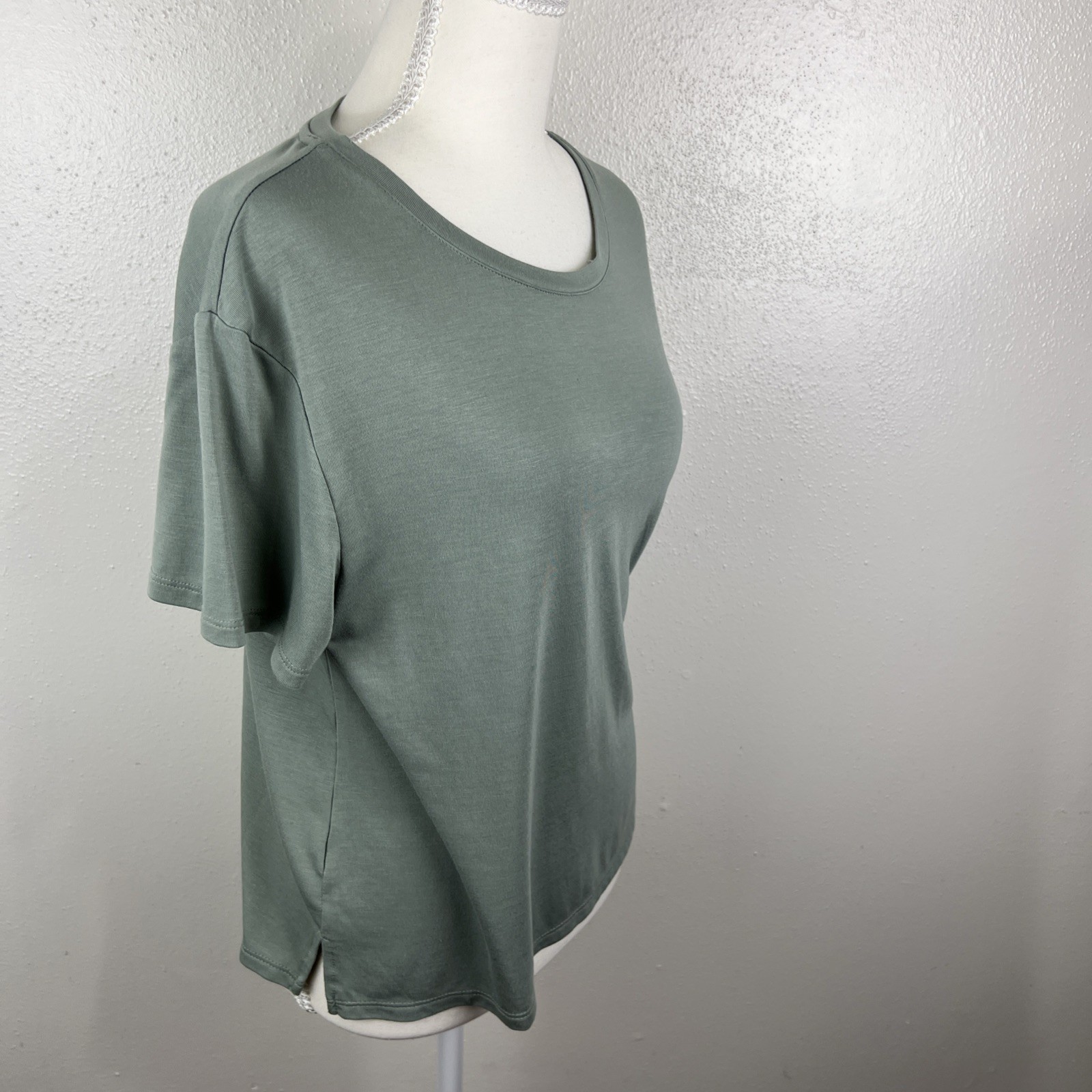 Auden Shirt Sleepwear Women Medium Green Short Sleeve Soft Knit Relaxed Lounge