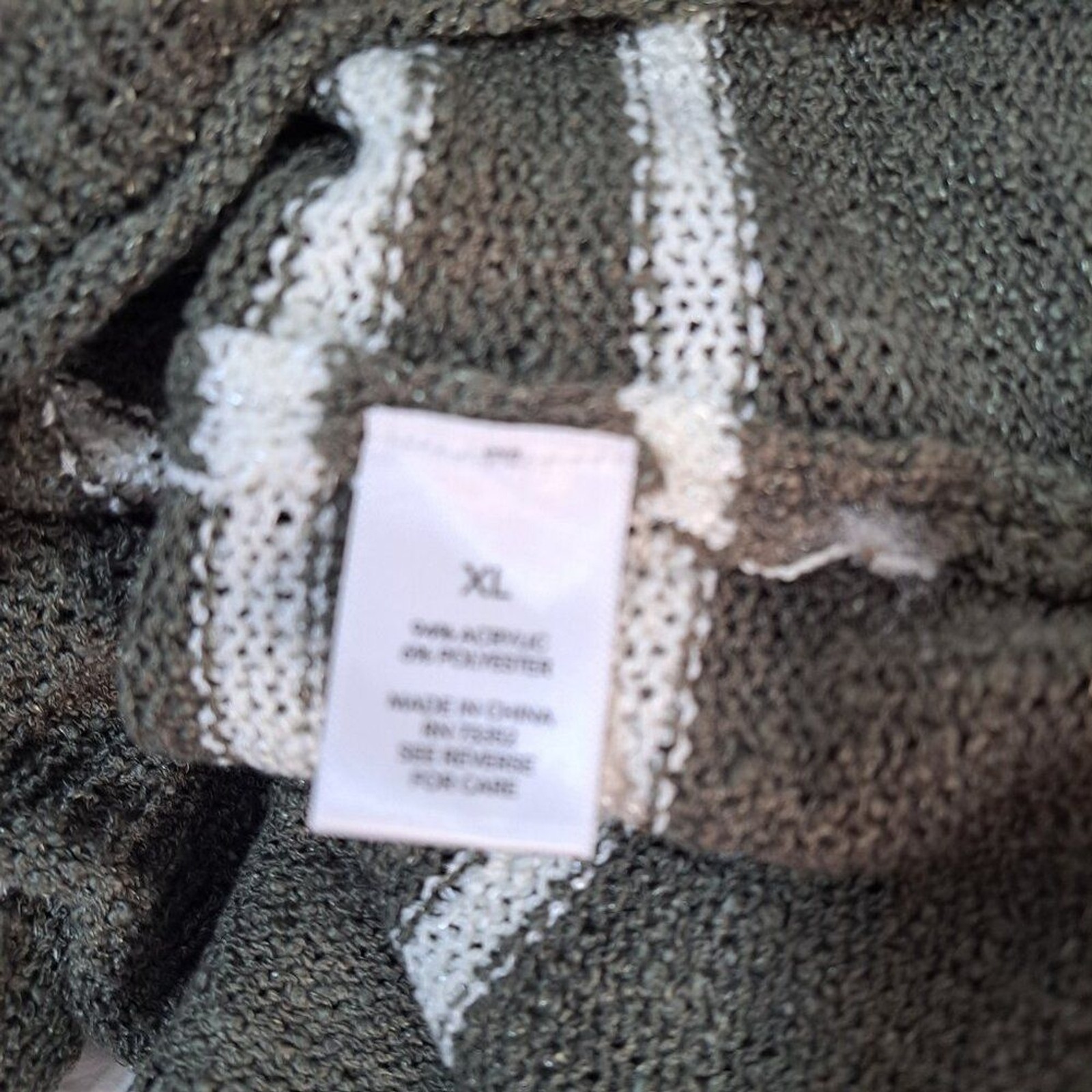 Westport Women’s Knit Pullover Olive Green Striped Long Sleeve Work Sz XL