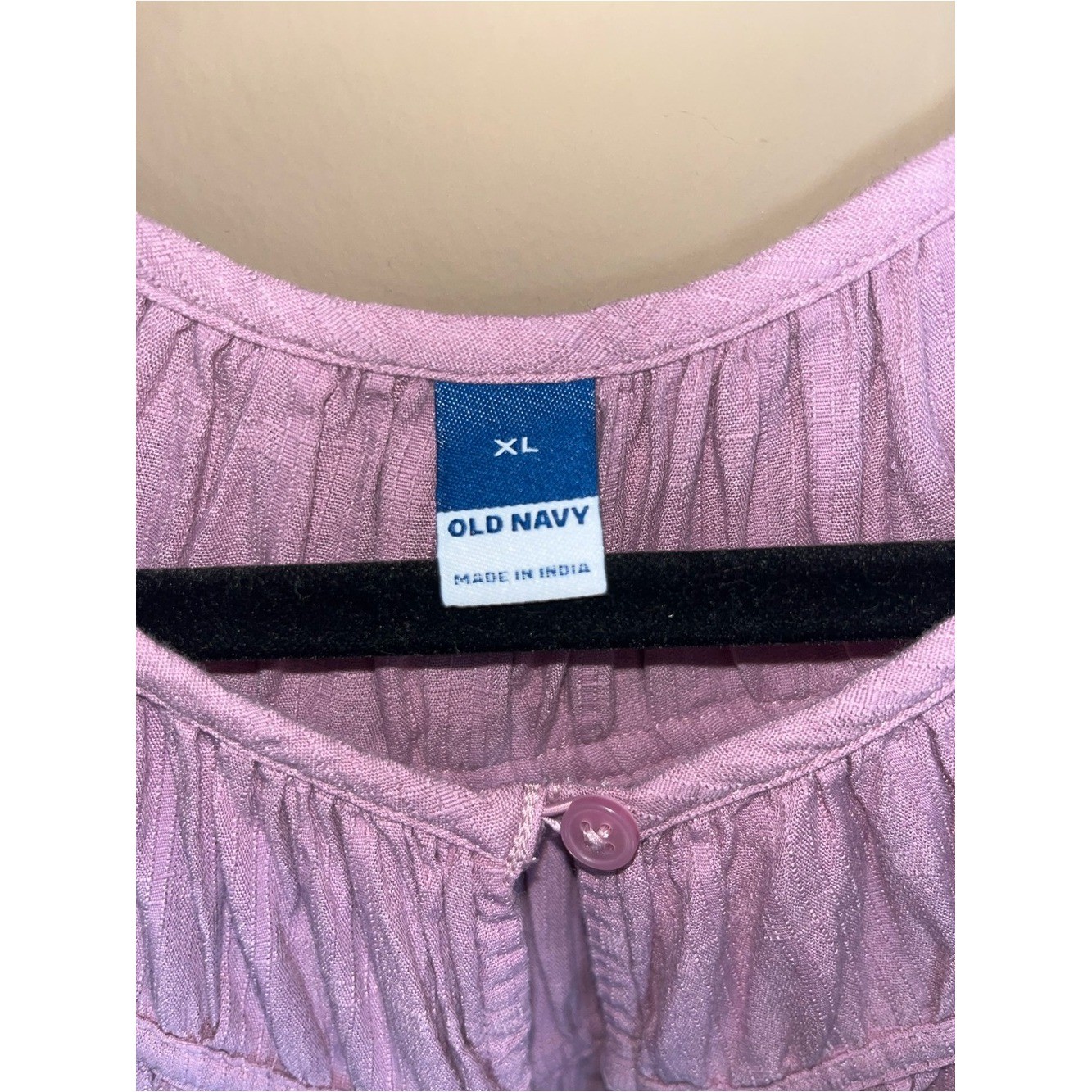 Old Navy Mauve Peasant Blouse XL Purple Flutter Sleeve Textured Yoke Top
