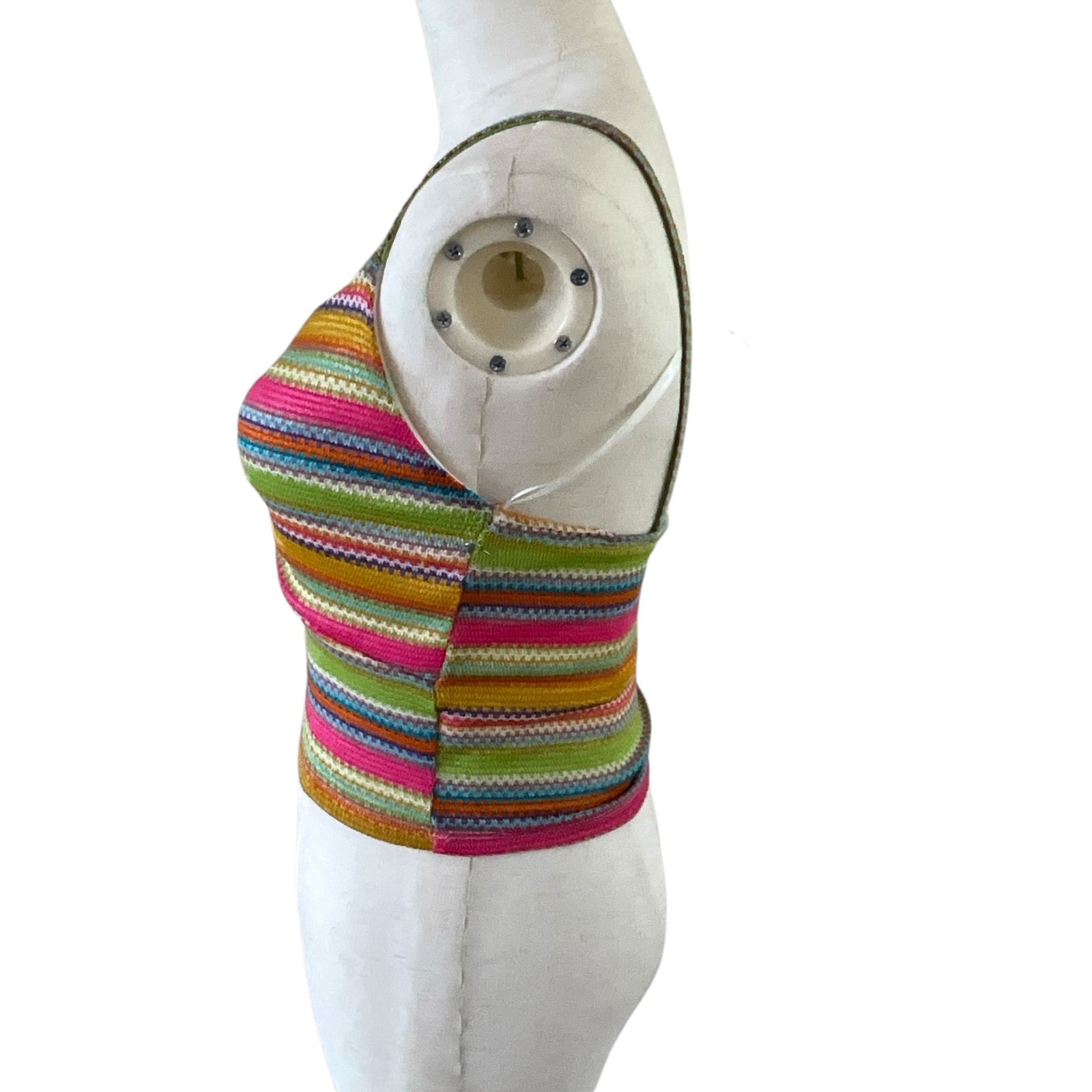 Sweet Rain Multicolor Striped Knit Cami Top Ruched Front Women’s Size Small