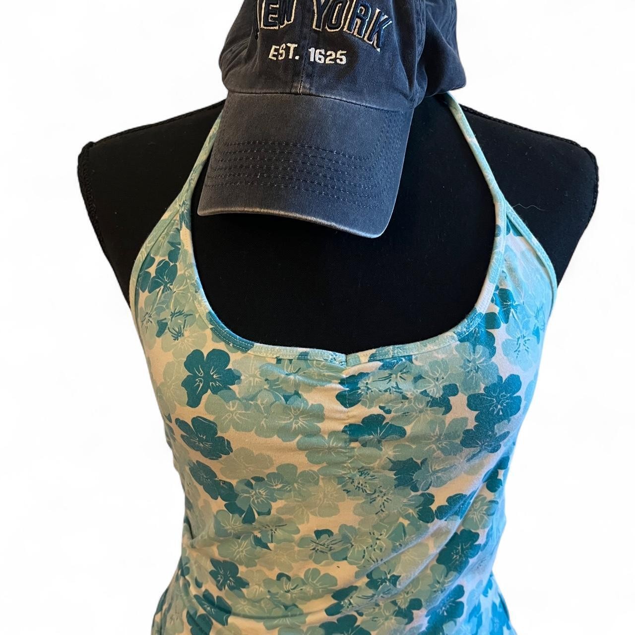 Blind Date Vintage Y2K Blue Floral Halter Vacation Boho Preppy Tank Size 34/XS-S
