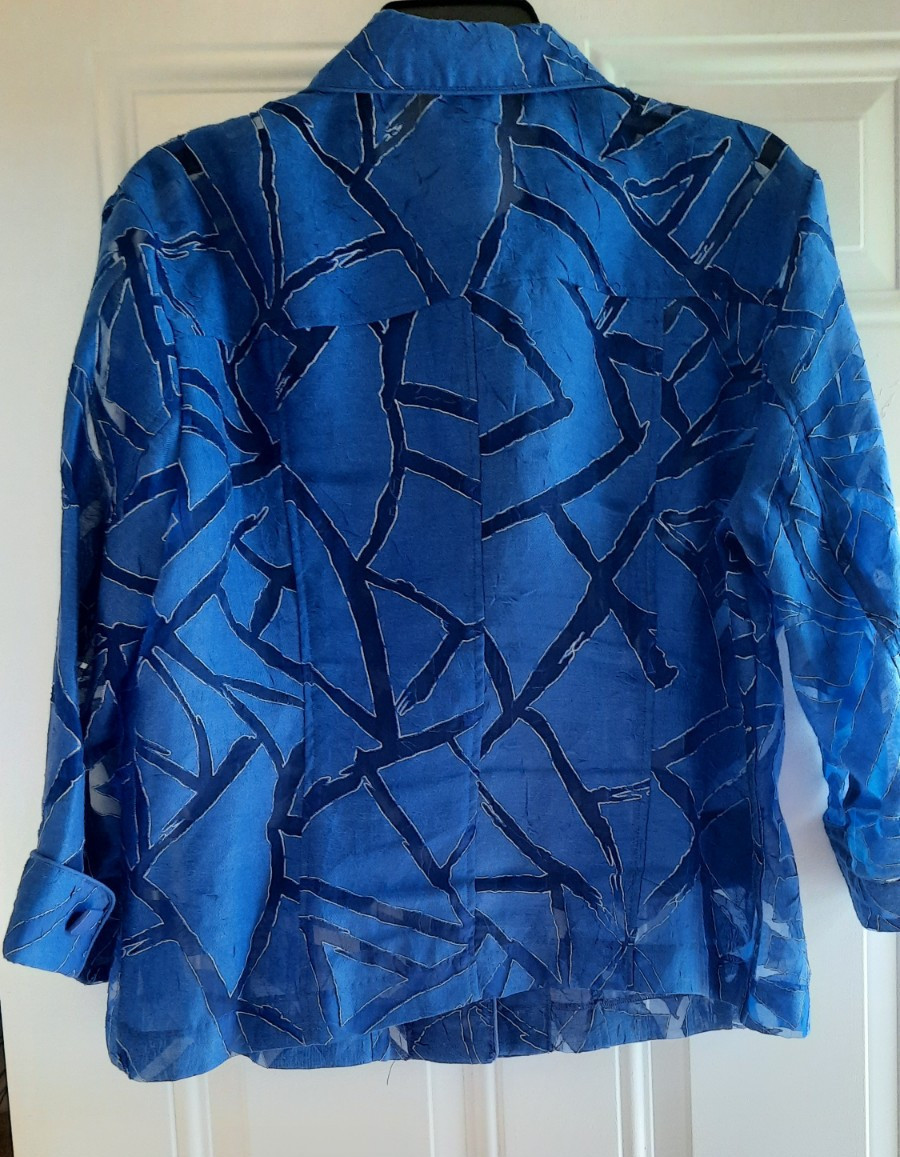 CLARA SUN WOO Blouse – L – Point Collar, Button Front, 3/4 Slvs, Faux Pockets