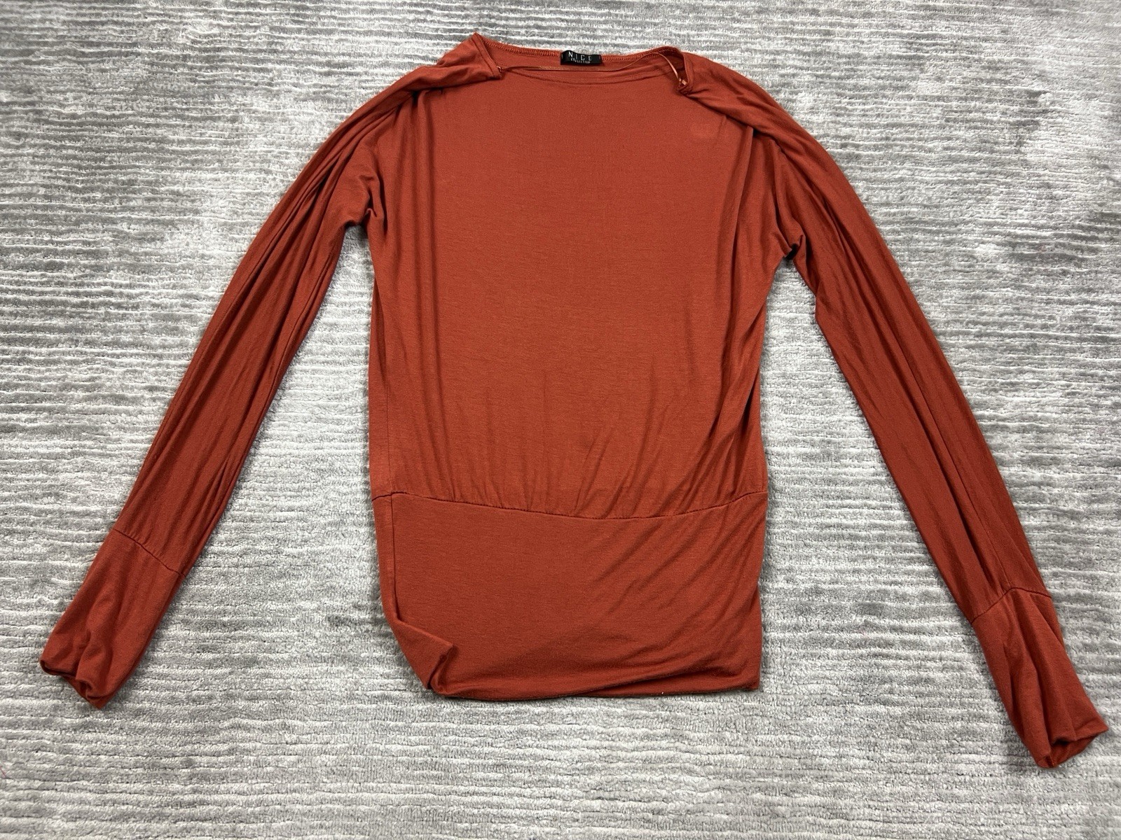 NICE Collections Top Womens S/M Orange Long Sleeve Tunic Viscose Blend