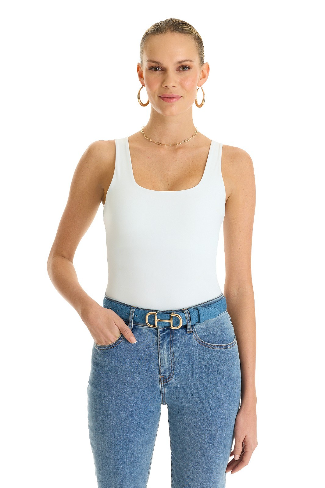 Loren Bodysuit, Breathable Stretch Bodysuit White THE NOLI SHOP