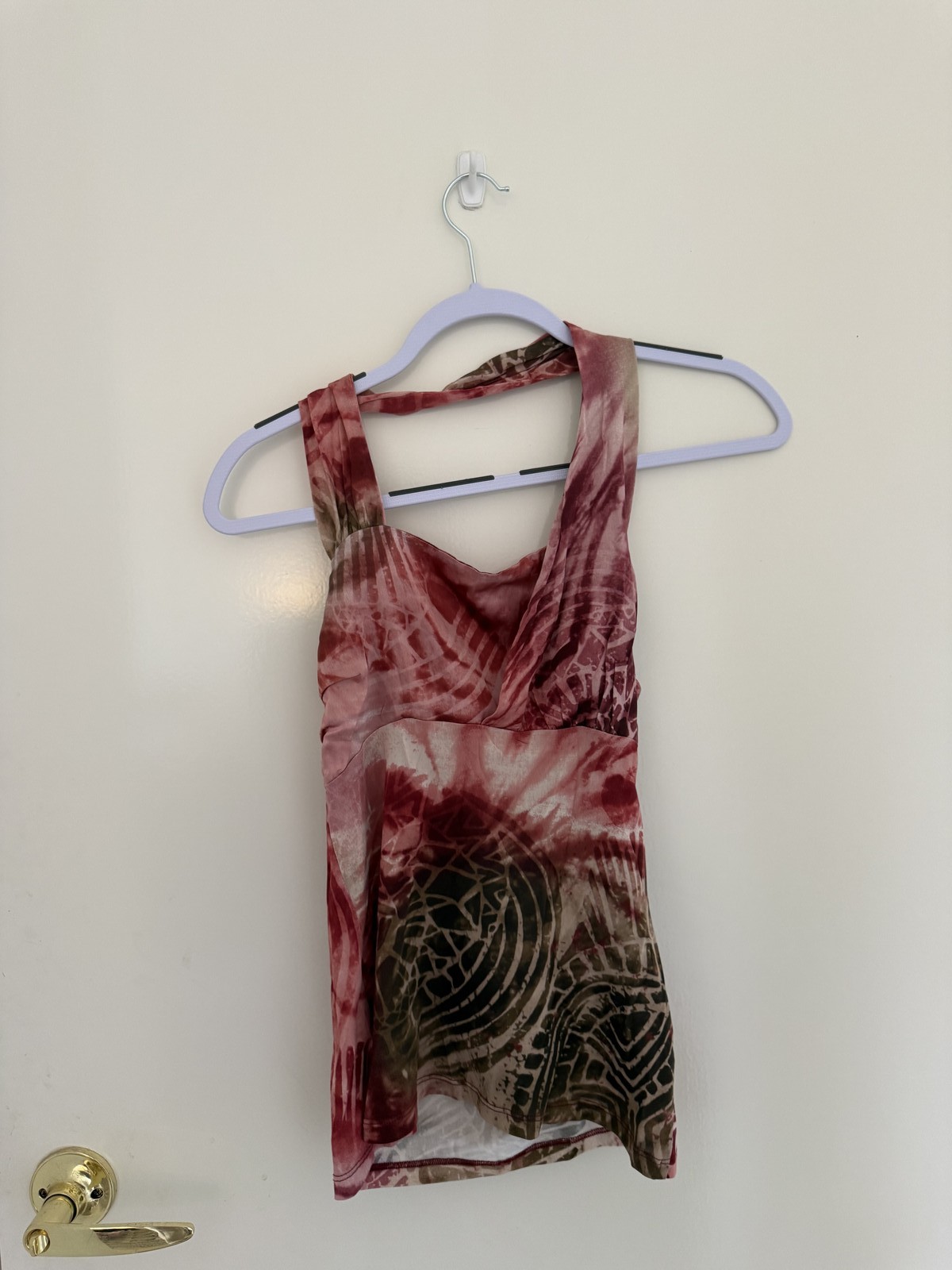 GUESS by Marciano luxury Halterneck Abstract Print shirt Size Aus 10 Silk Blend