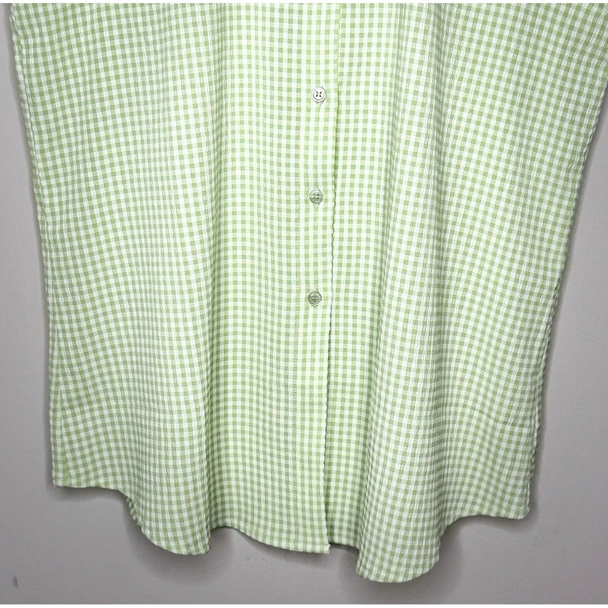 Sleeveless Shirt Small Lime White Plaid Tank Picnic Travel Comfort Beachy