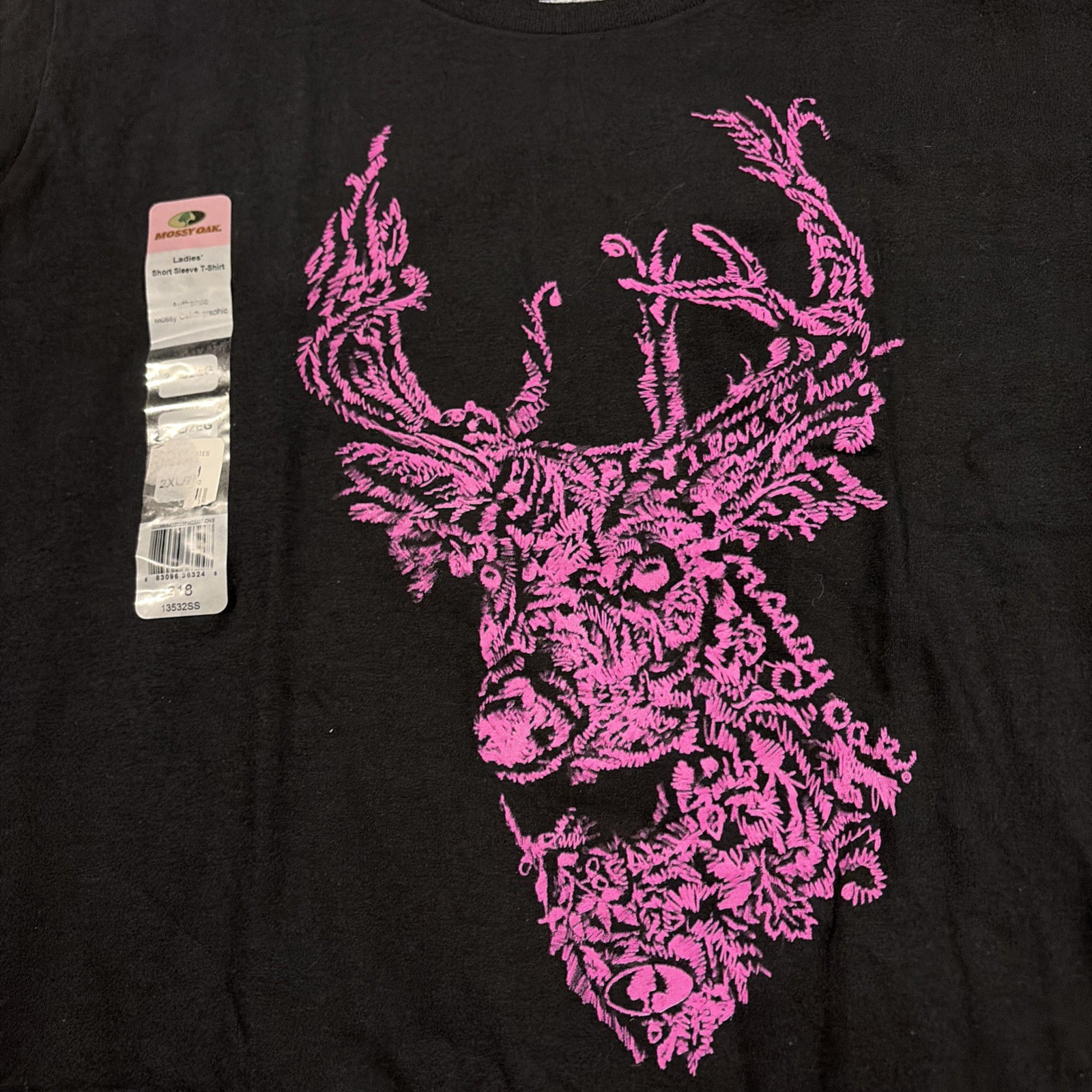 Mossy Oak womens black tee NWT 2XL Deer hunting short sleeve