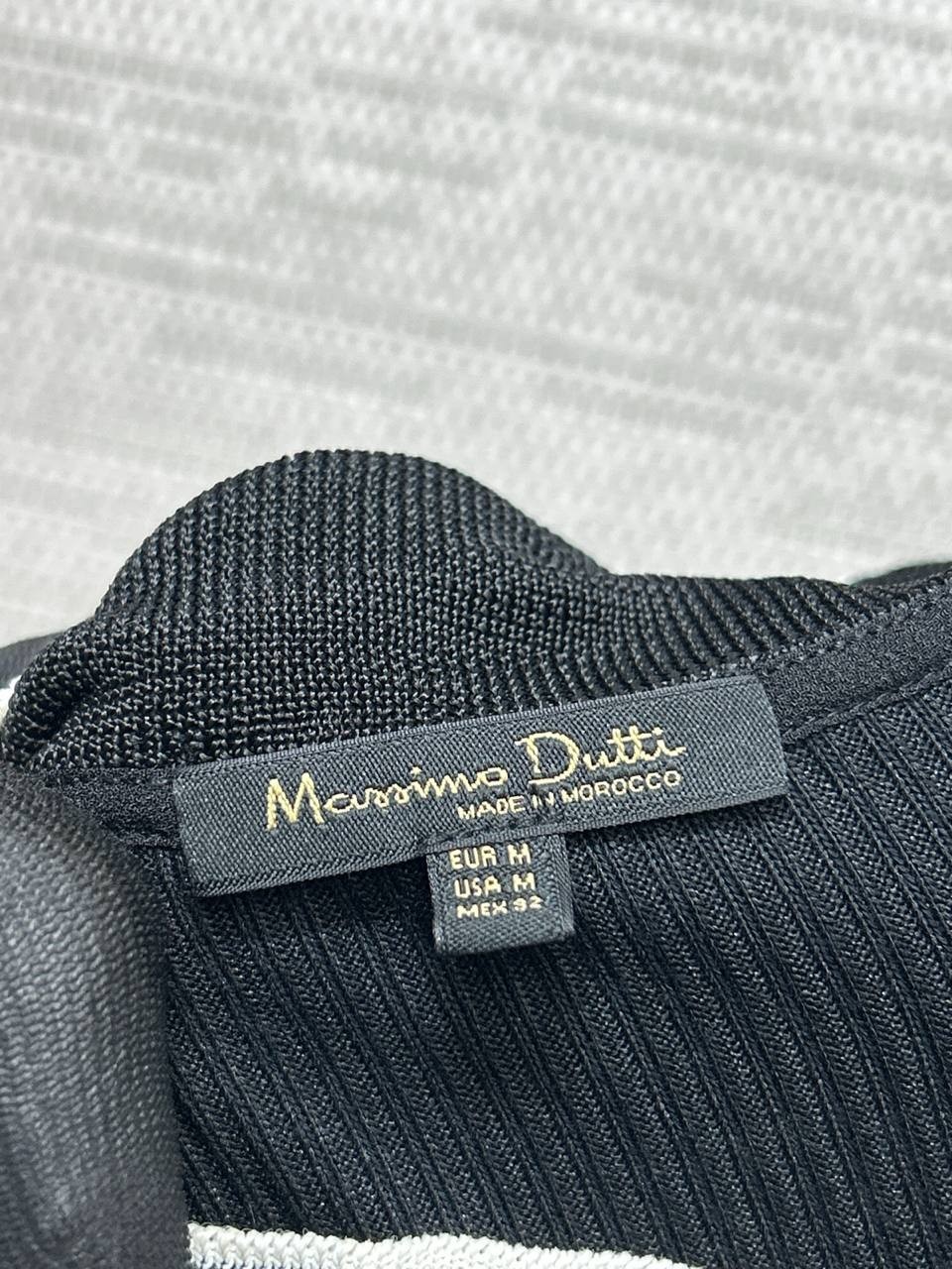 Massimo Dutti Shirt Womens Medium Black Ribbed Knit Blouse *