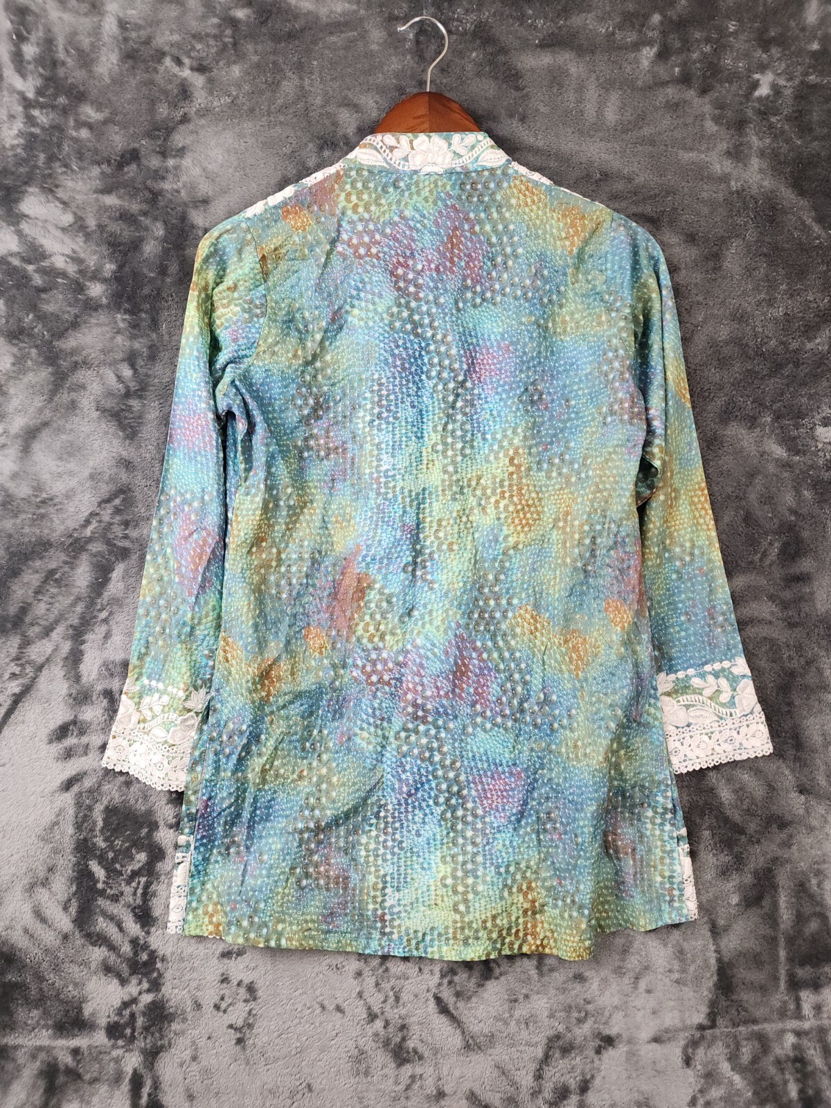 Beautiful TAJ by Sabrina Crippa 100% Cotton Over Blouse Sheer Coverup Size Small