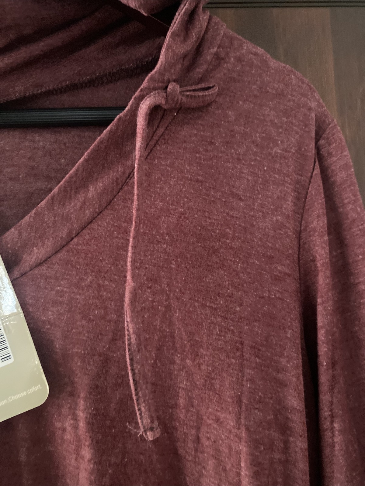 Timeson Hoodie Womens L Wine Pullover Kangaroo Pocket V Neck Mid Sleeve – New