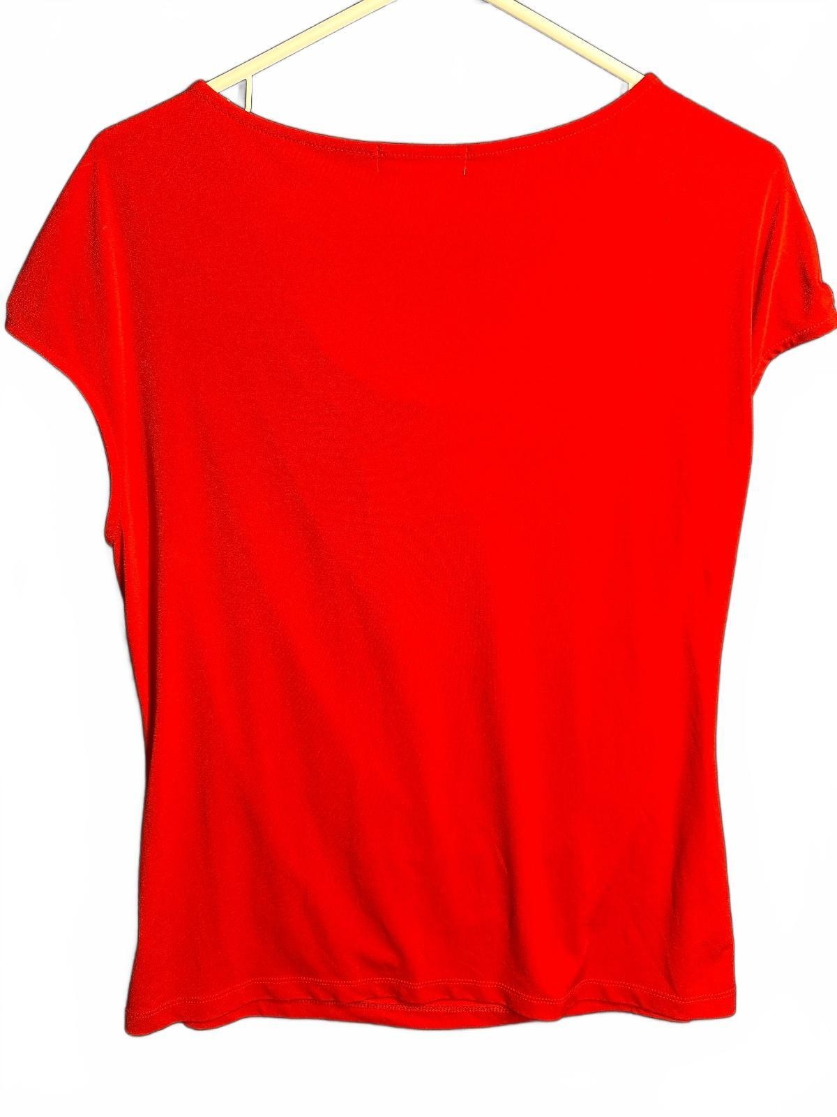 Liz Claiborne Red Draped Neck Blouse Size M
