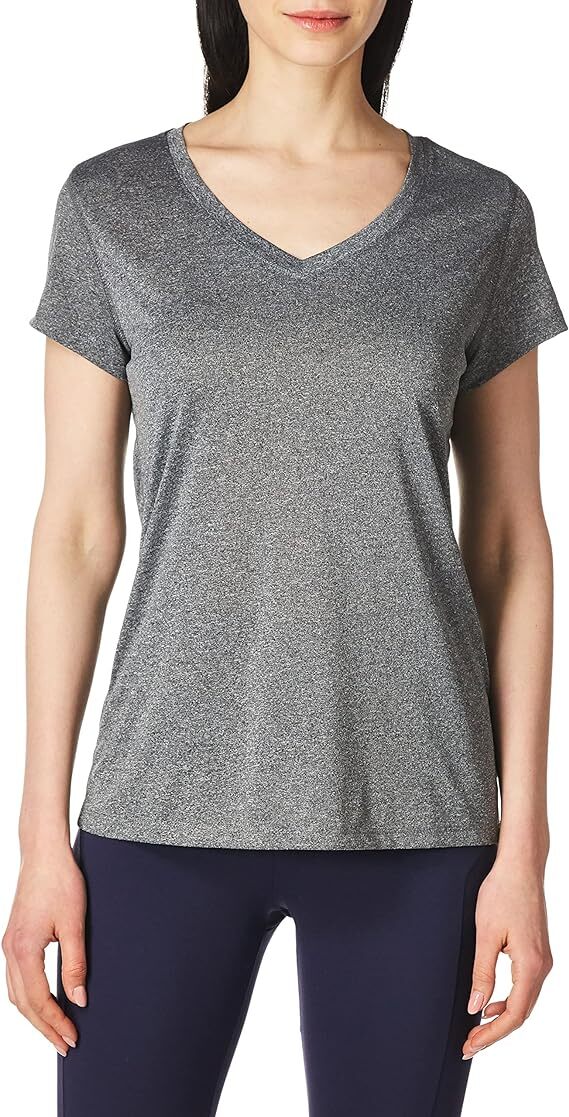 Hanes Heathered V-Neck Tee Sport Womens Performance Cool DRI UV Protection Plain