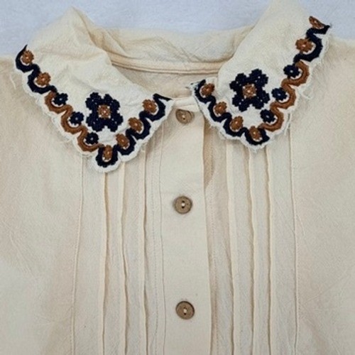 Cider Embroidered Collar Blouse Large Cottagecore