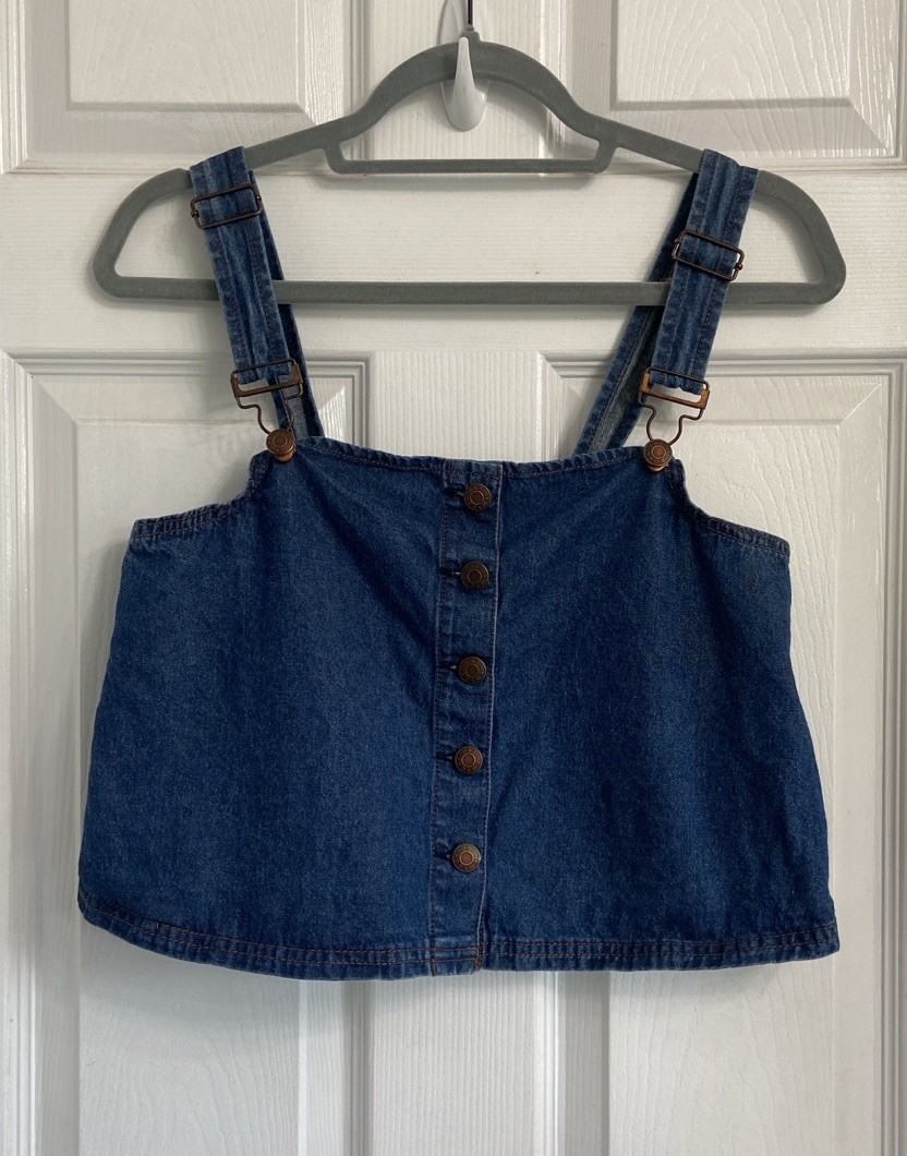 Oat New York Blue Denim Tank Top Cropped Small