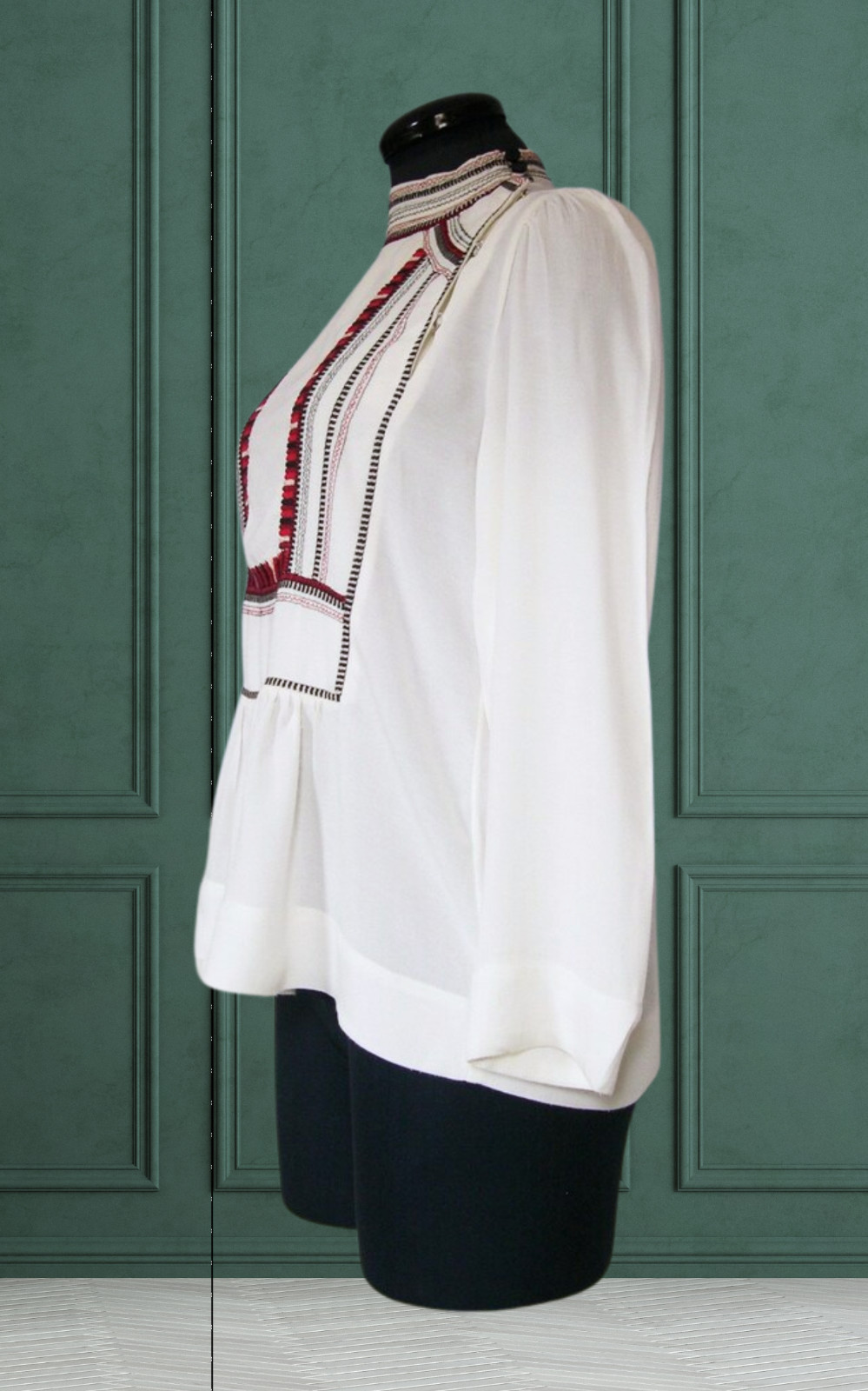 Isabel Marant Etoile Cerza Blouse: Ivory Embroidered Top, Size 34