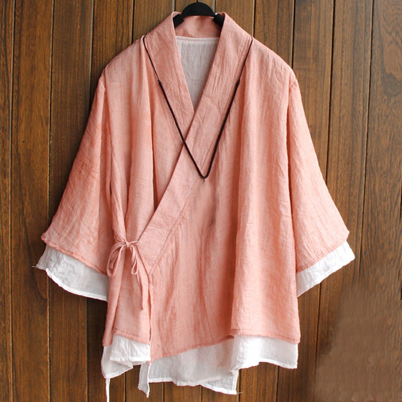 Chinese Style Womens Loose Cotton Linen Shirts Tops Blouse Long Sleeve Hanfu