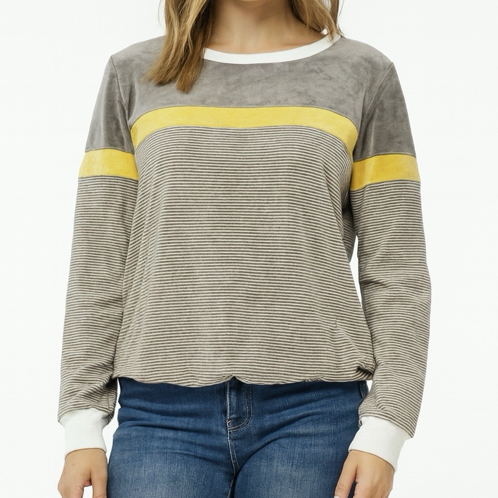 GIVENCHY Saks Fifth Ave Vintage Velour Stripe Pullover Sweatshirt Womens L
