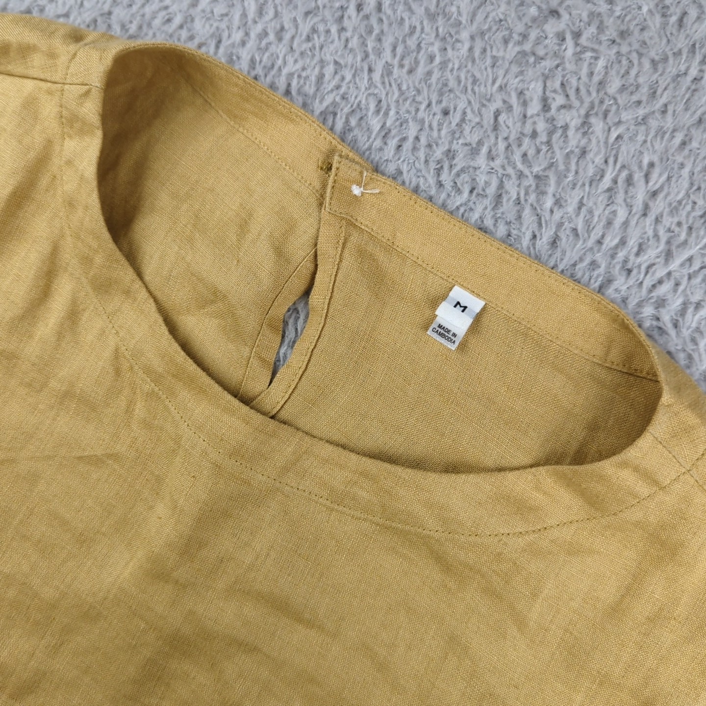 Muji Top Womens M Yellow True Hemp Lagenlook Pullover Oversize Casual