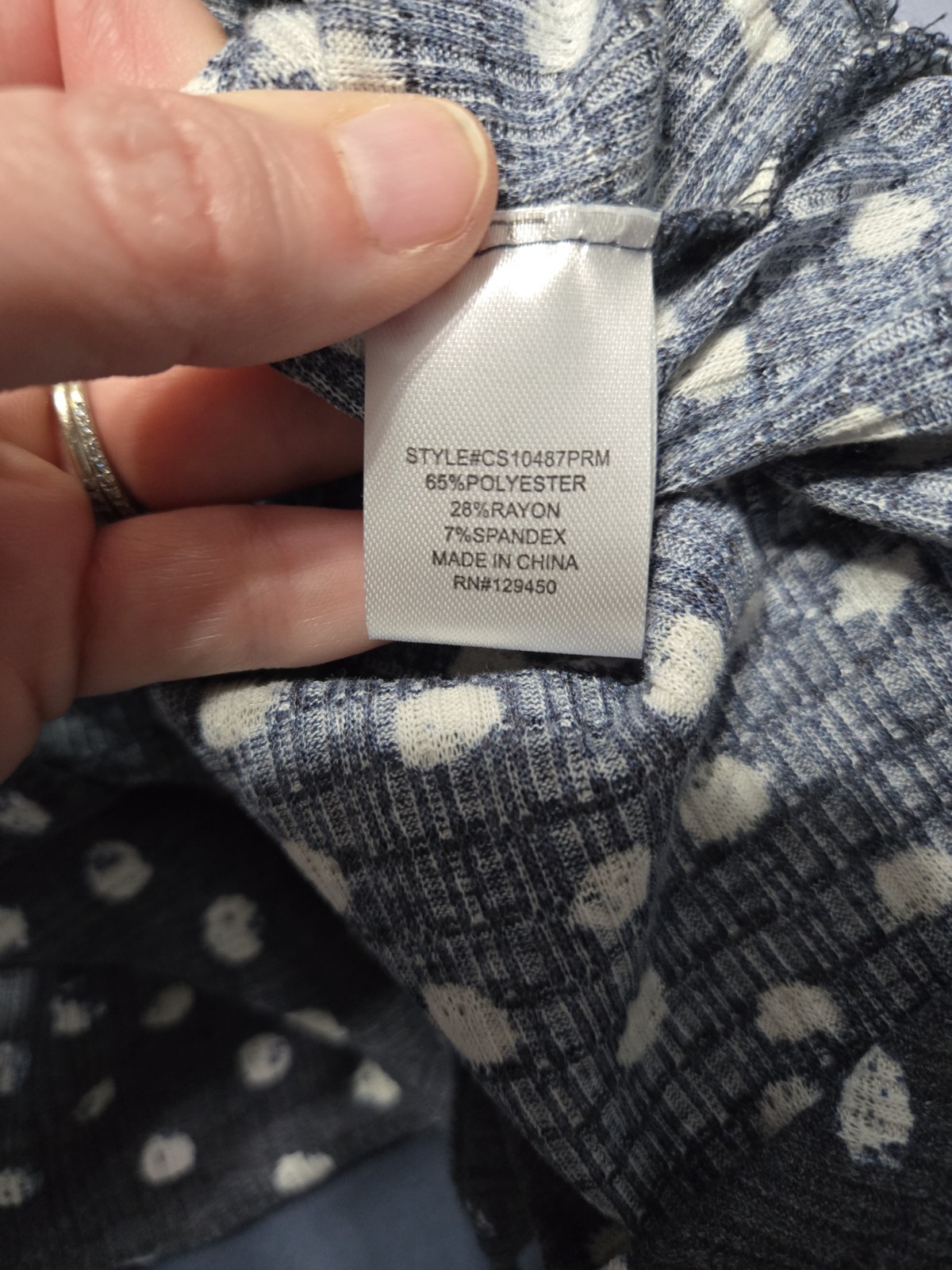 Fred David Small Blouse Womens Blue Gray Polka Dot