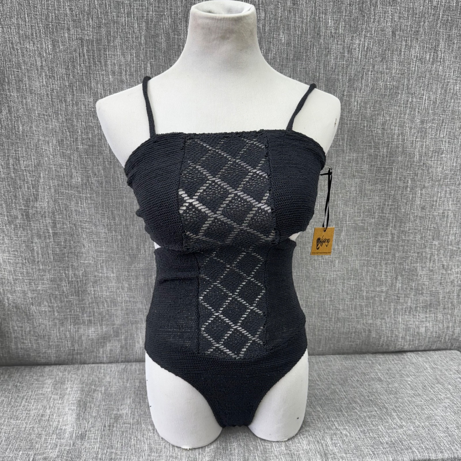 NWT Nightcap Free People Dixie Lace Bodysuit Womens 4 Black Cutout MSRP $228