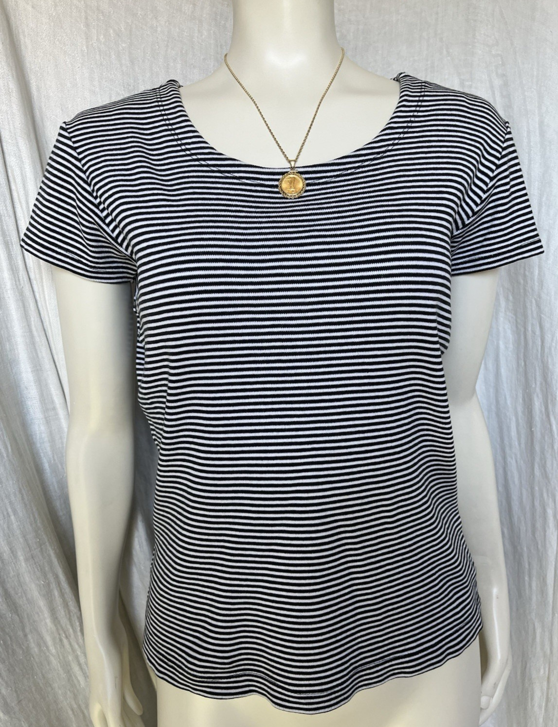 Vintage 90s Y2K Polo Jeans Classic Striped Tee Basic Cotton Top Womens M USA