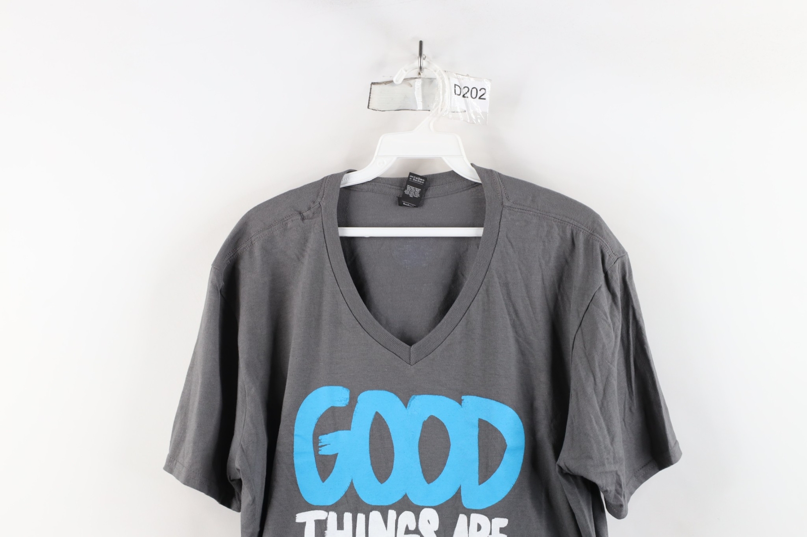 Starbucks Coffee Womens Large Spell Out Good Things Are Happening V-Neck T-Shirt