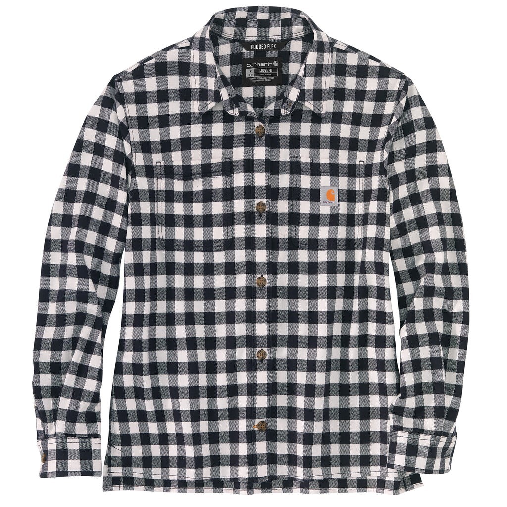 Carhartt Loose Fit L/S Flannel Shirt, NWT – Women’s L – Black Plaid – 104972