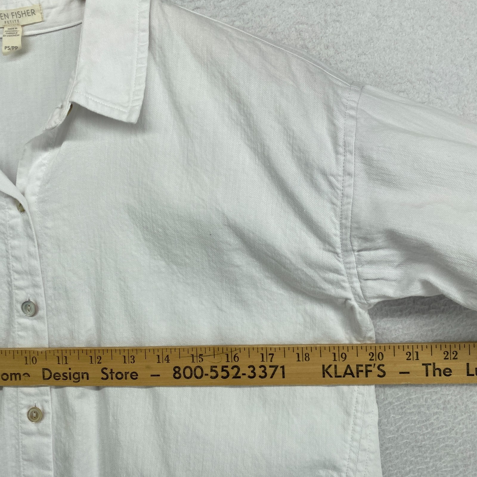 EILEEN FISHER Top PS Soft Organic Cotton Twill Shirt Oversized Button Up White