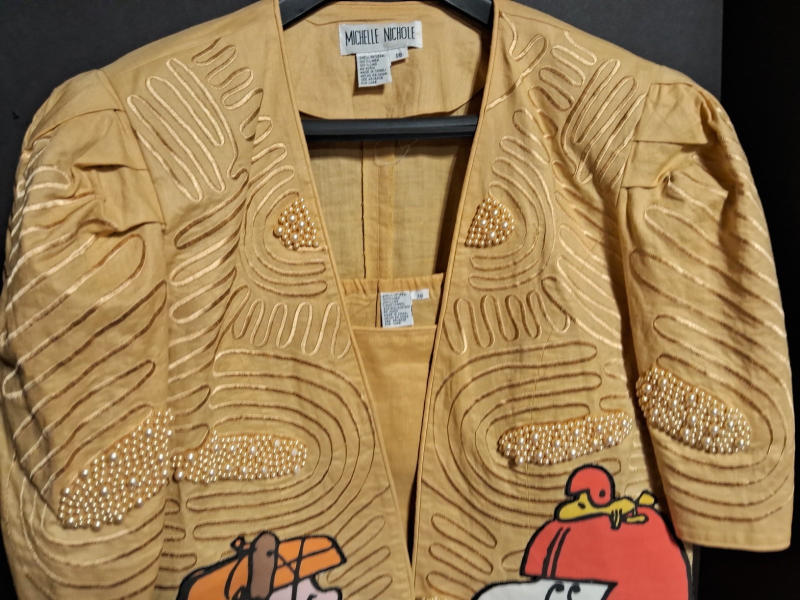 Snoopy Jacket + Top with Character Patch+Pearls Beautiful Ellegant Unique Siz 18