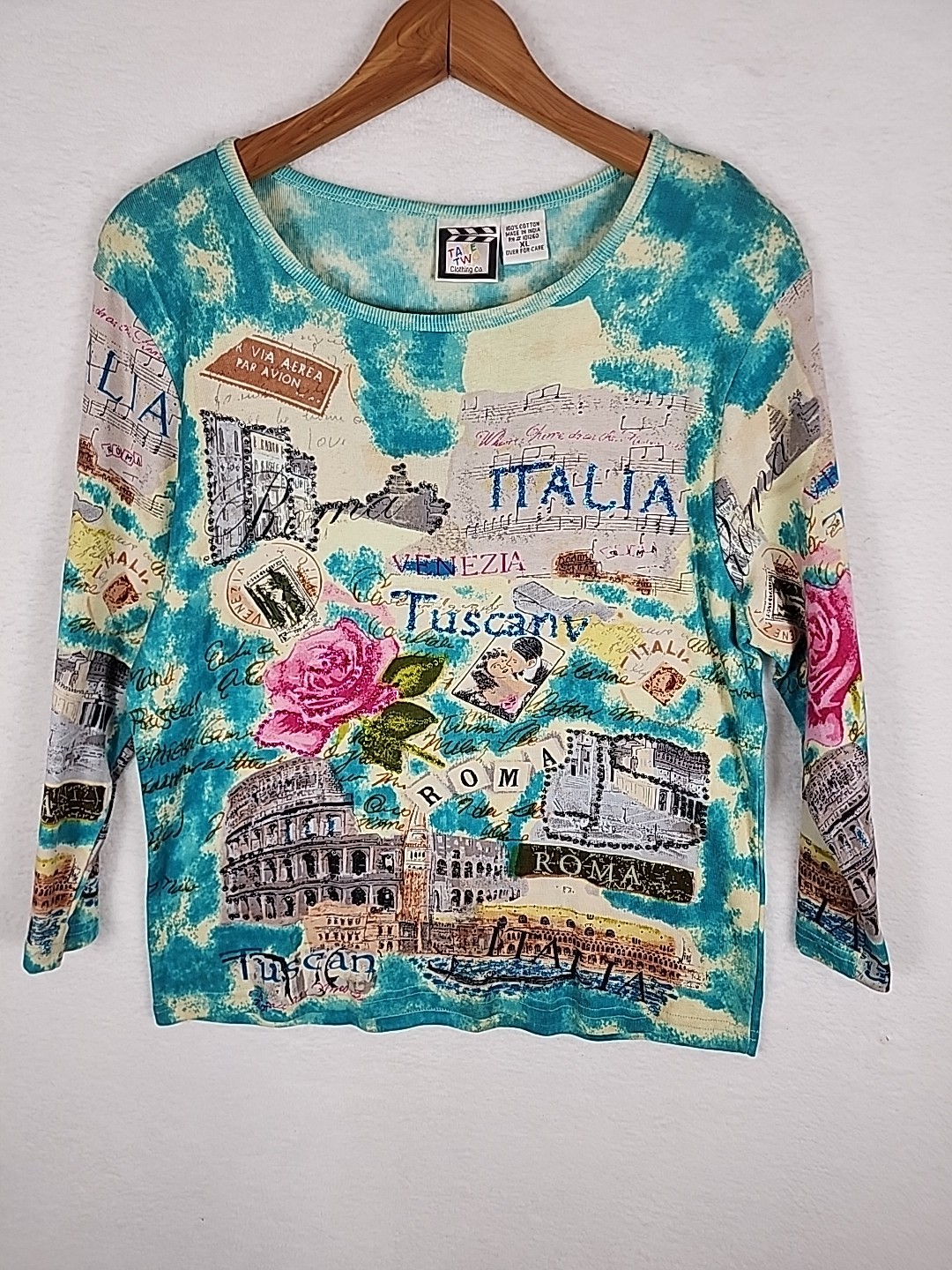 VTG Take Two Clothing Co Womens Size XL Italy All Over Print Roma Tuscany Italia