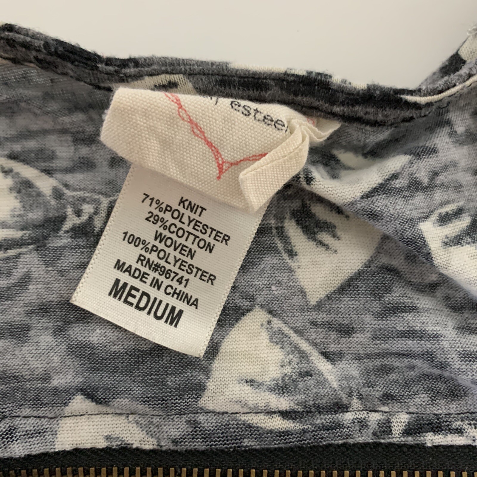 Self Esteem All Over Bow Print Zip Back Tank Top Women’s Medium Black Gray