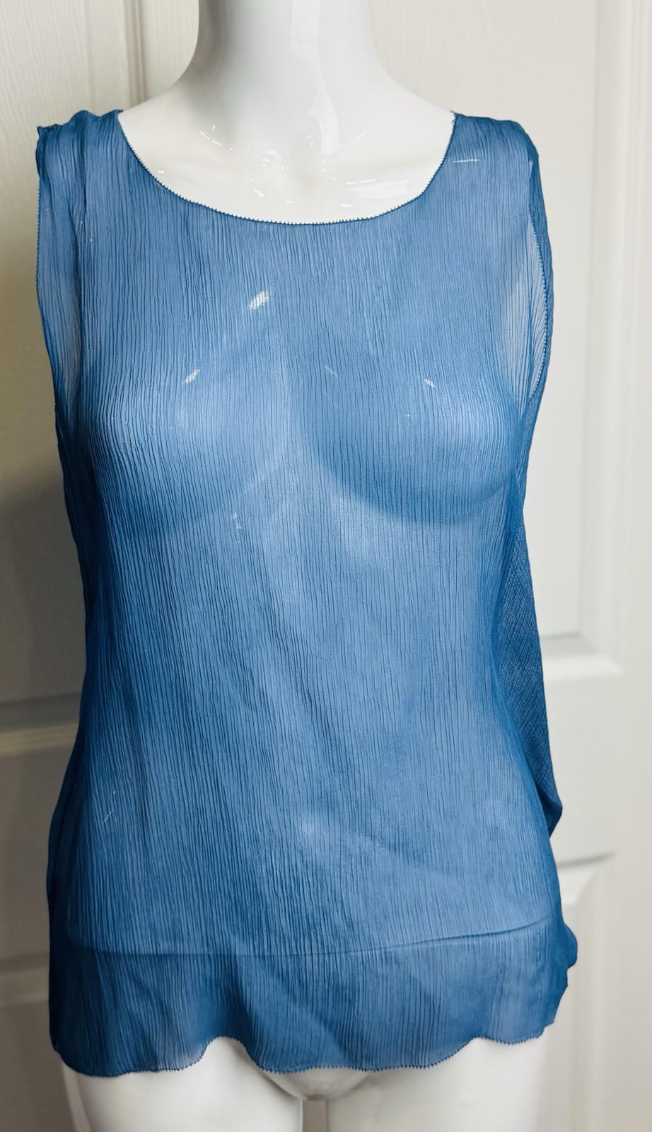 New $695 Ports 1961 Silk 2 Pc Blouse Sapphire Mix Flow drape Sleeve Top Shirt 4
