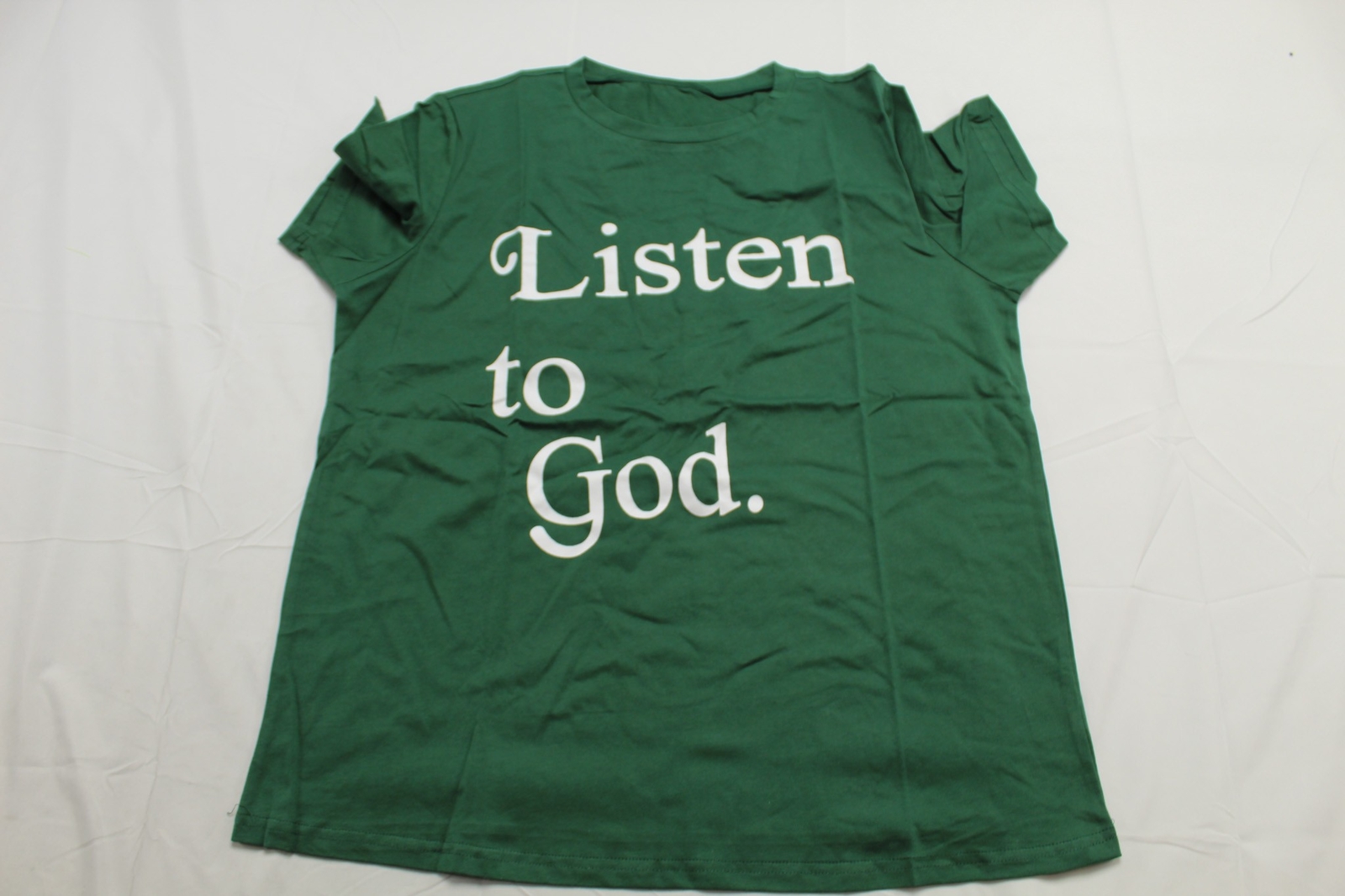 Flamingo Women’s S/S Letter Print Round Neck T-Shirt DM9 Emerald Green Size XL