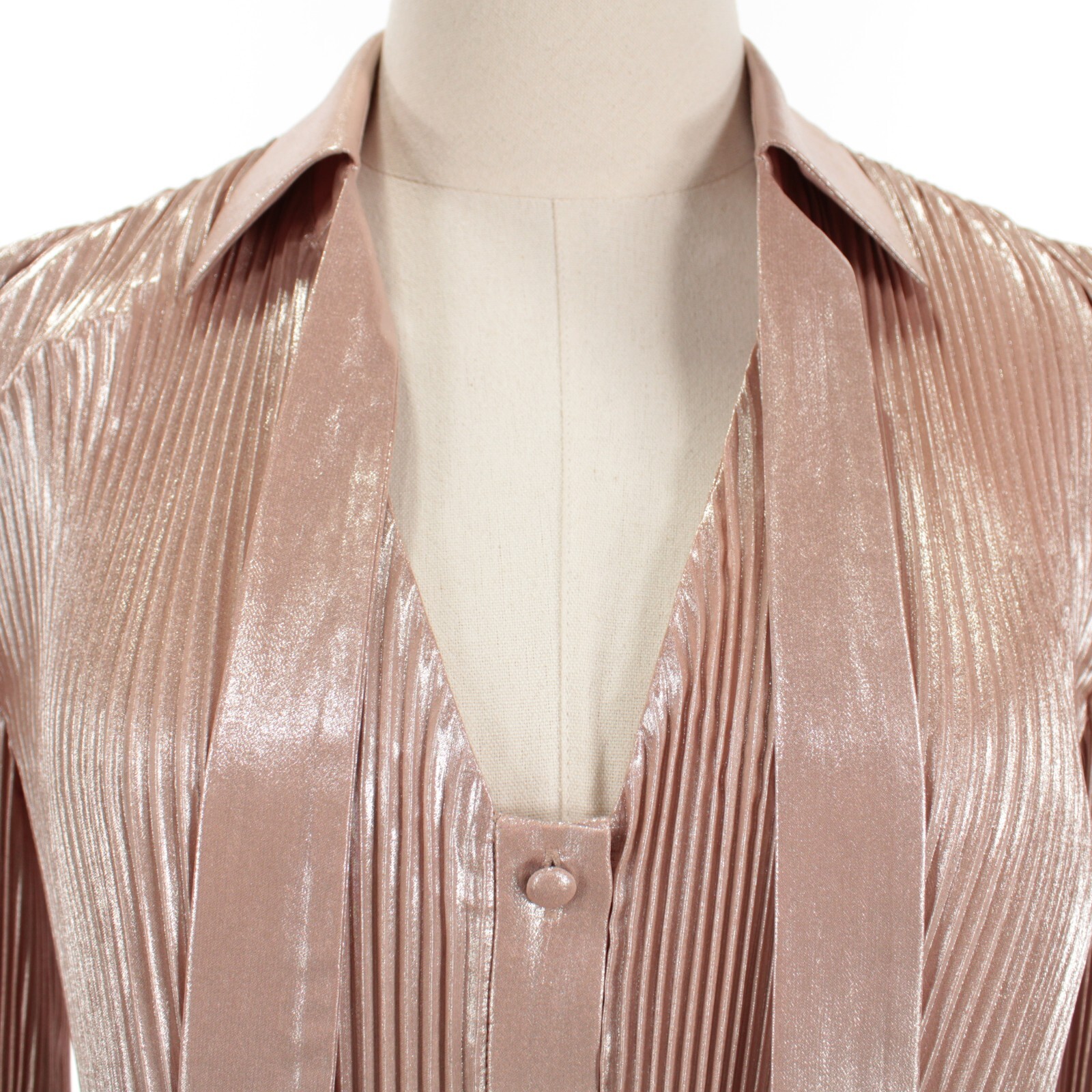 Derek Lam 10 Crosby NWT Pleated Button Up Blouse w/ Bow Size 2 in Pink / Silver