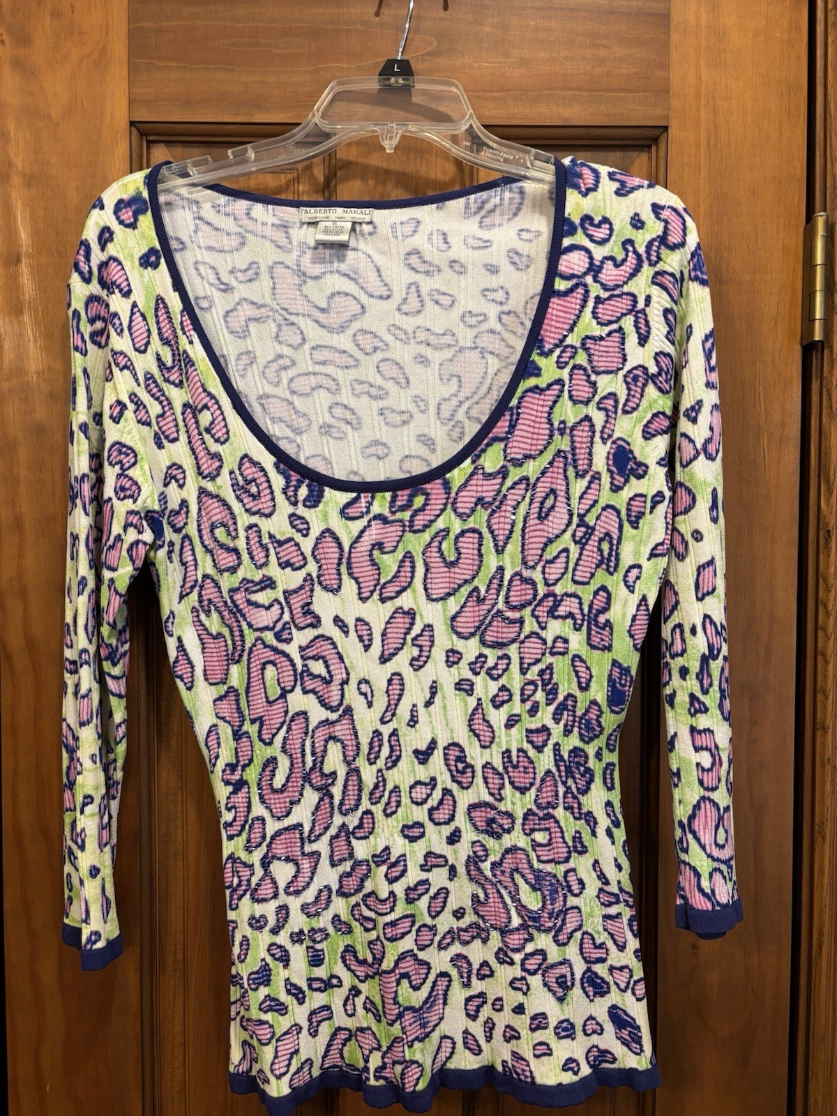 NWOT Women’s Alberto Makali Beaded Knit Shirt Top Size XL Rayon Nylon Blend