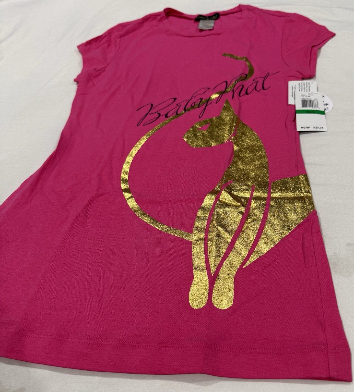 Baby Phat Jean CO Hot Pink Short Sleeve Shirt Size L NWT