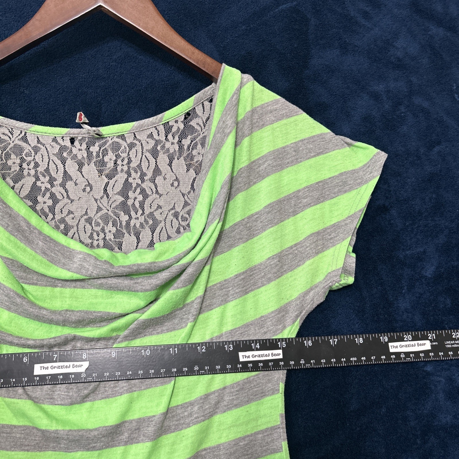 Vintage Y2K Discreet Womens Slim Striped Top Size S? Neon Lace Cybergoth Edgy