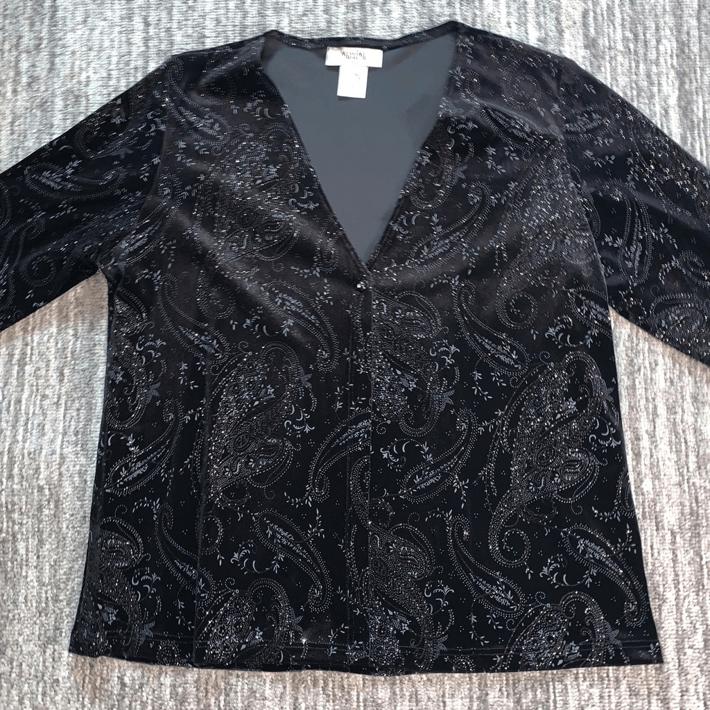 MaxiMa Women’s Size Medium Evening Jacket Black Metallic Mini Rhinestones NWOT